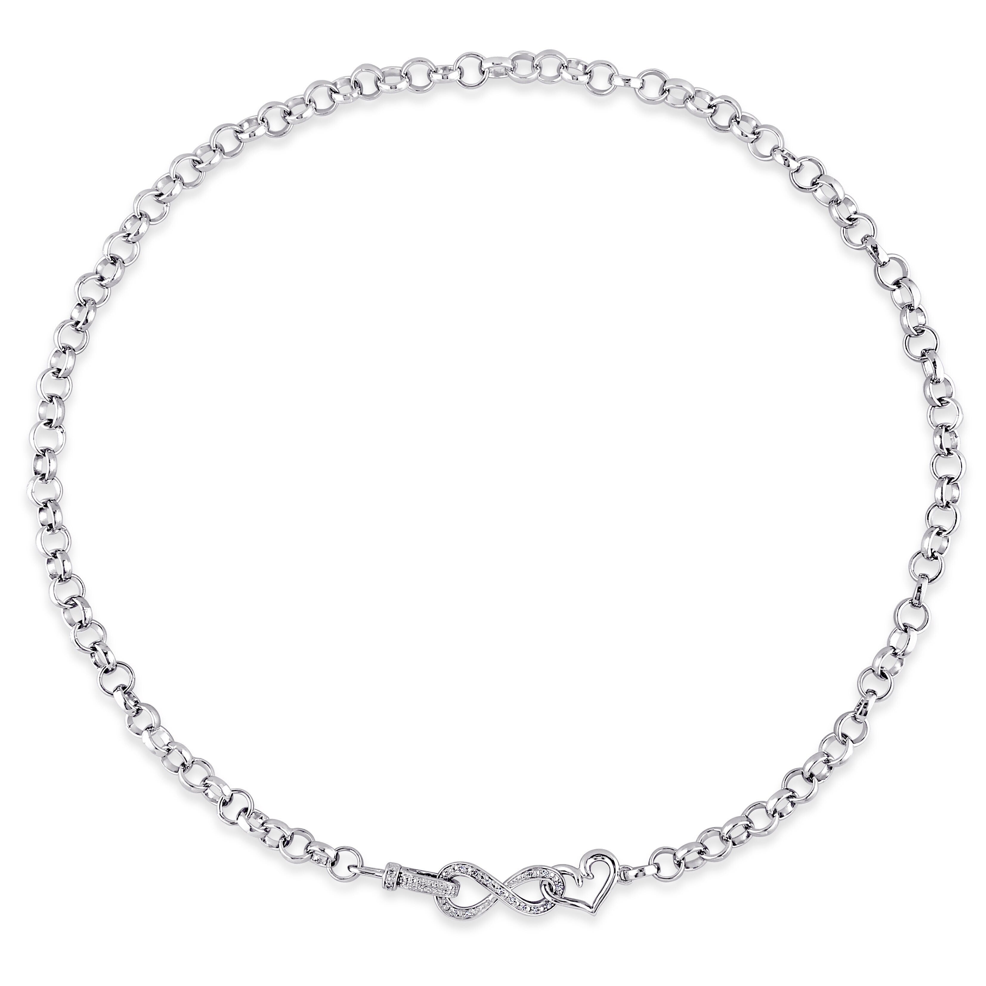Miadora Sterling Silver 1/10ct TDW Diamond Link Infinity Necklace