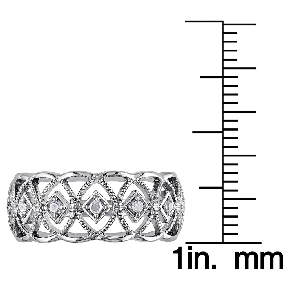 Miadora Sterling Silver 1/10ct TDW Round-cut Diamond Ring
