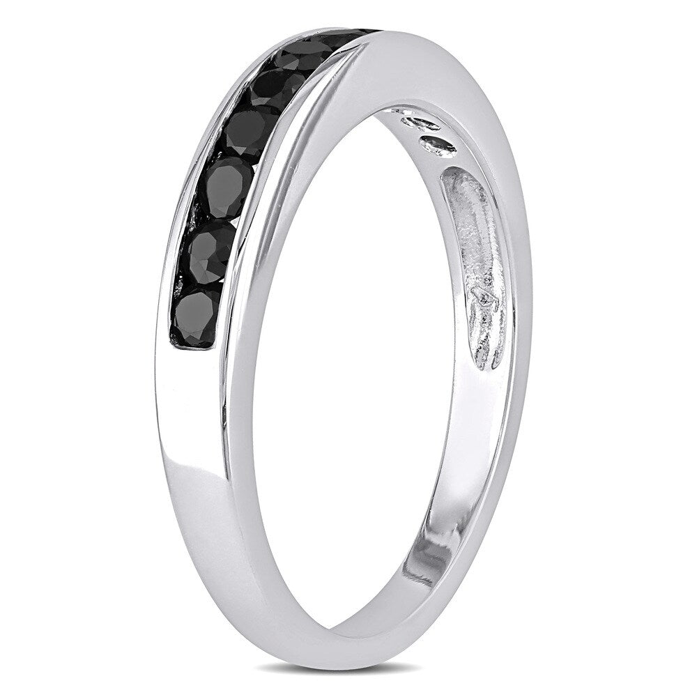 Miadora Sterling Silver 1/2ct TDW Black Diamond Anniversary Ring