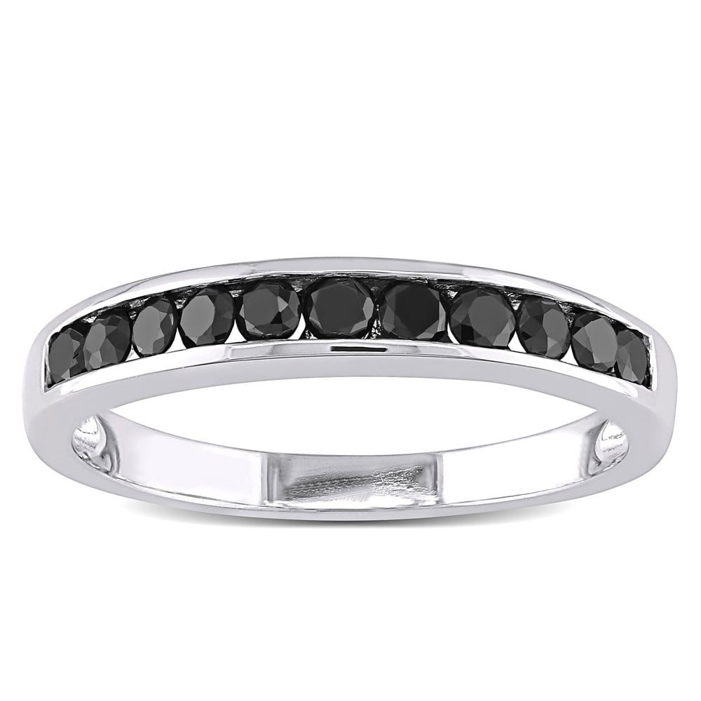 Miadora Sterling Silver 1/2ct TDW Black Diamond Anniversary Ring