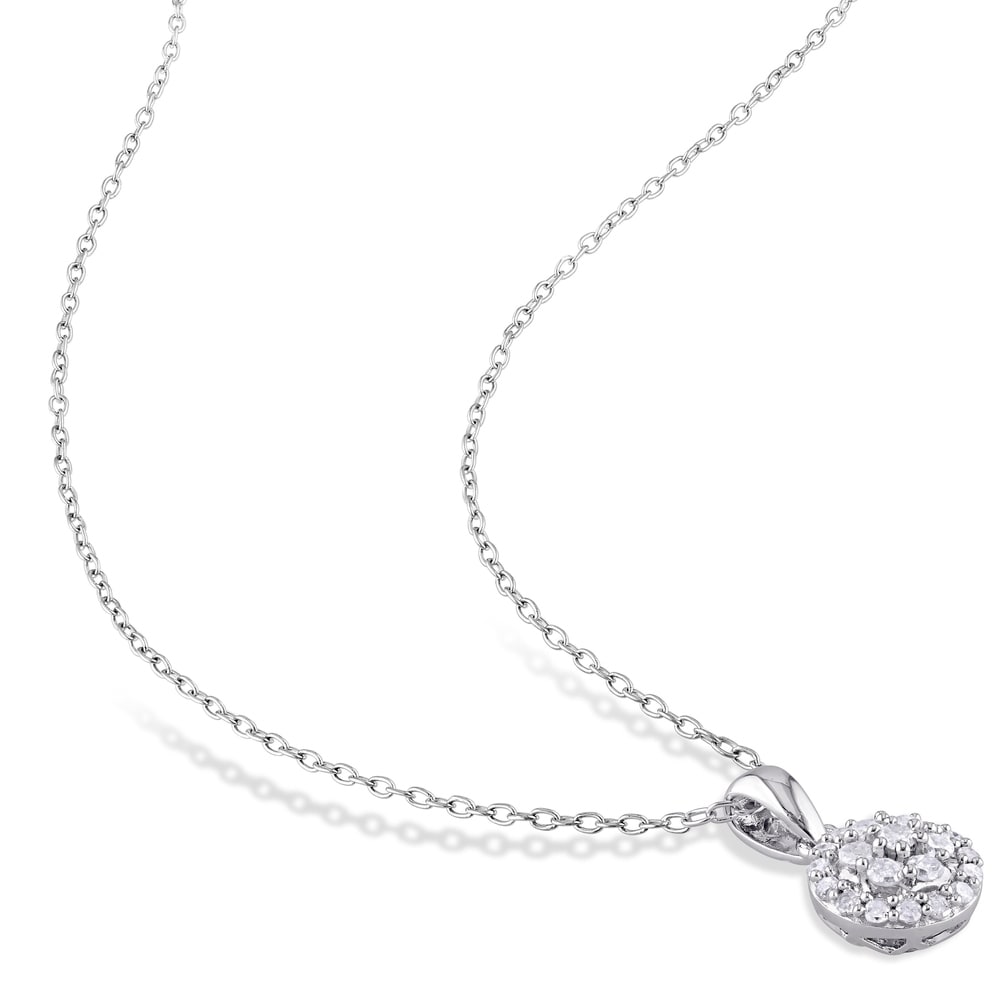 Miadora Sterling Silver 1/2ct TDW Diamond Floral Clustered Halo Jewelry Set