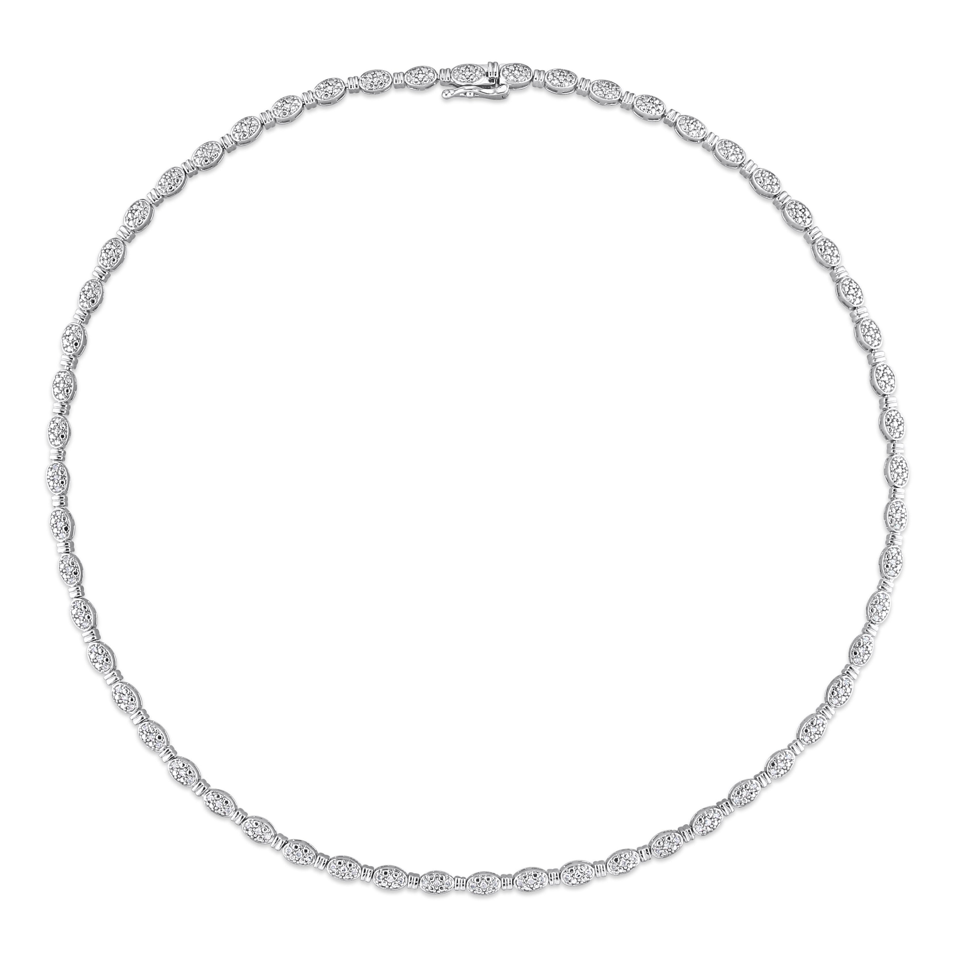 Miadora Sterling Silver 1/2ct TDW Diamond Tennis Necklace