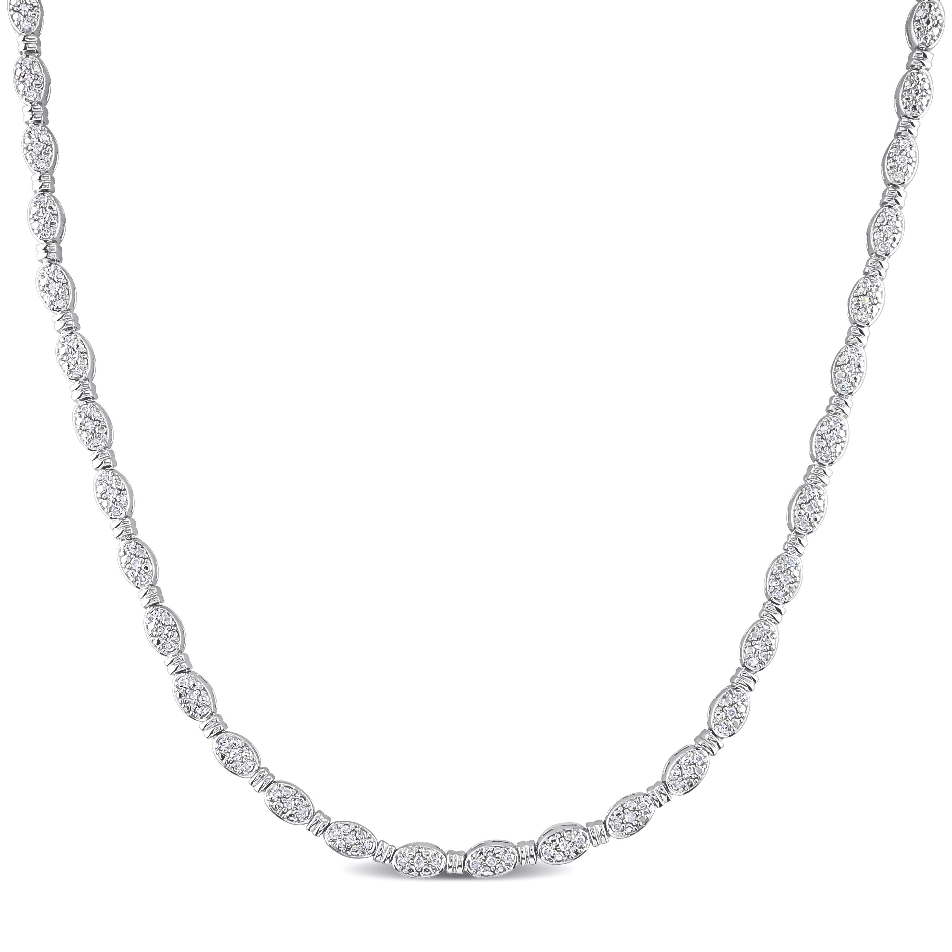 Miadora Sterling Silver 1/2ct TDW Diamond Tennis Necklace