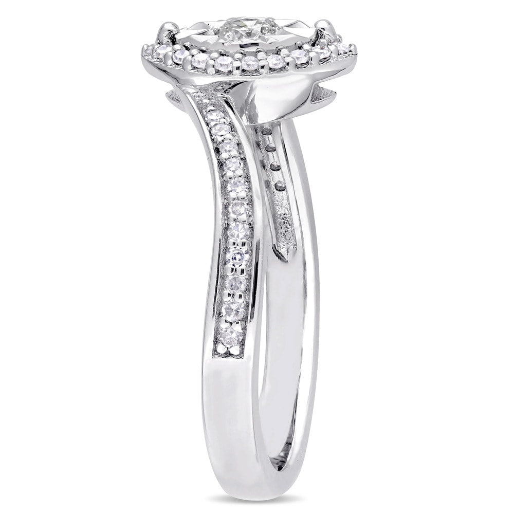 Miadora Sterling Silver 1/4ct TDW Diamond Bypass Style Engagement Ring - White