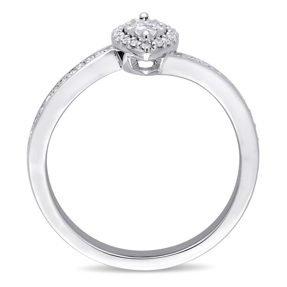 Miadora Sterling Silver 1/4ct TDW Diamond Bypass Style Engagement Ring - White