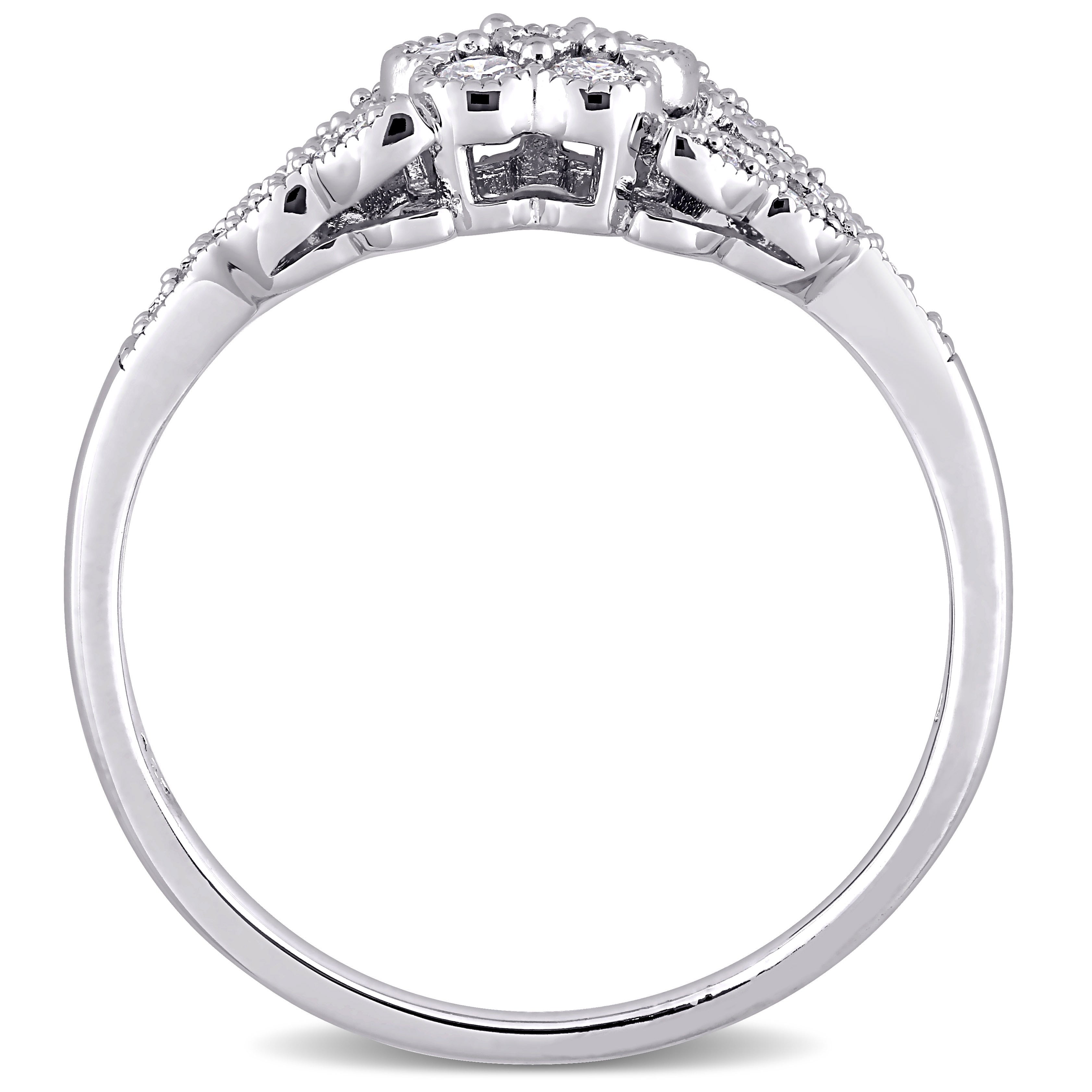 Miadora Sterling Silver 1/4ct TDW Diamond Vintage Floral Ring