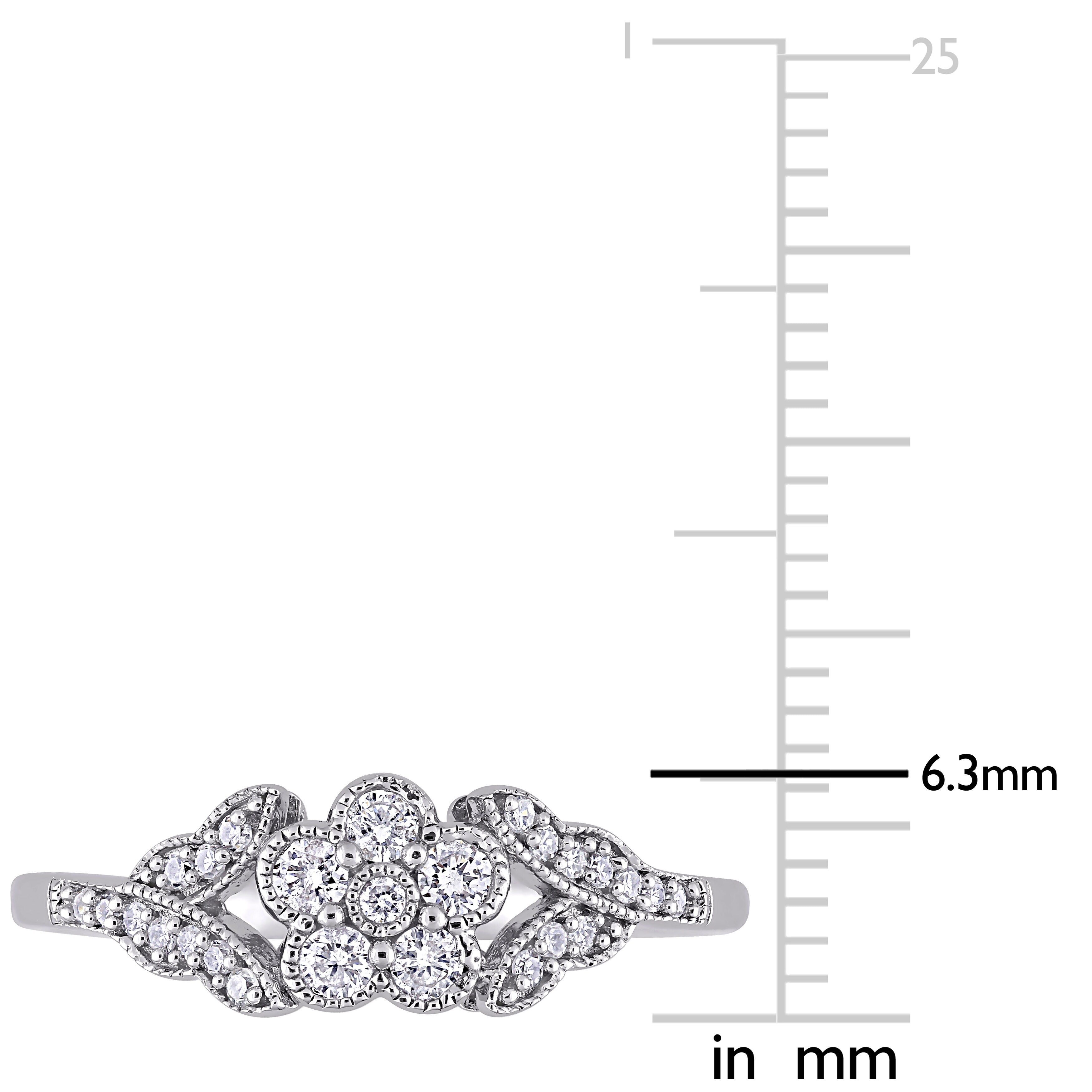 Miadora Sterling Silver 1/4ct TDW Diamond Vintage Floral Ring