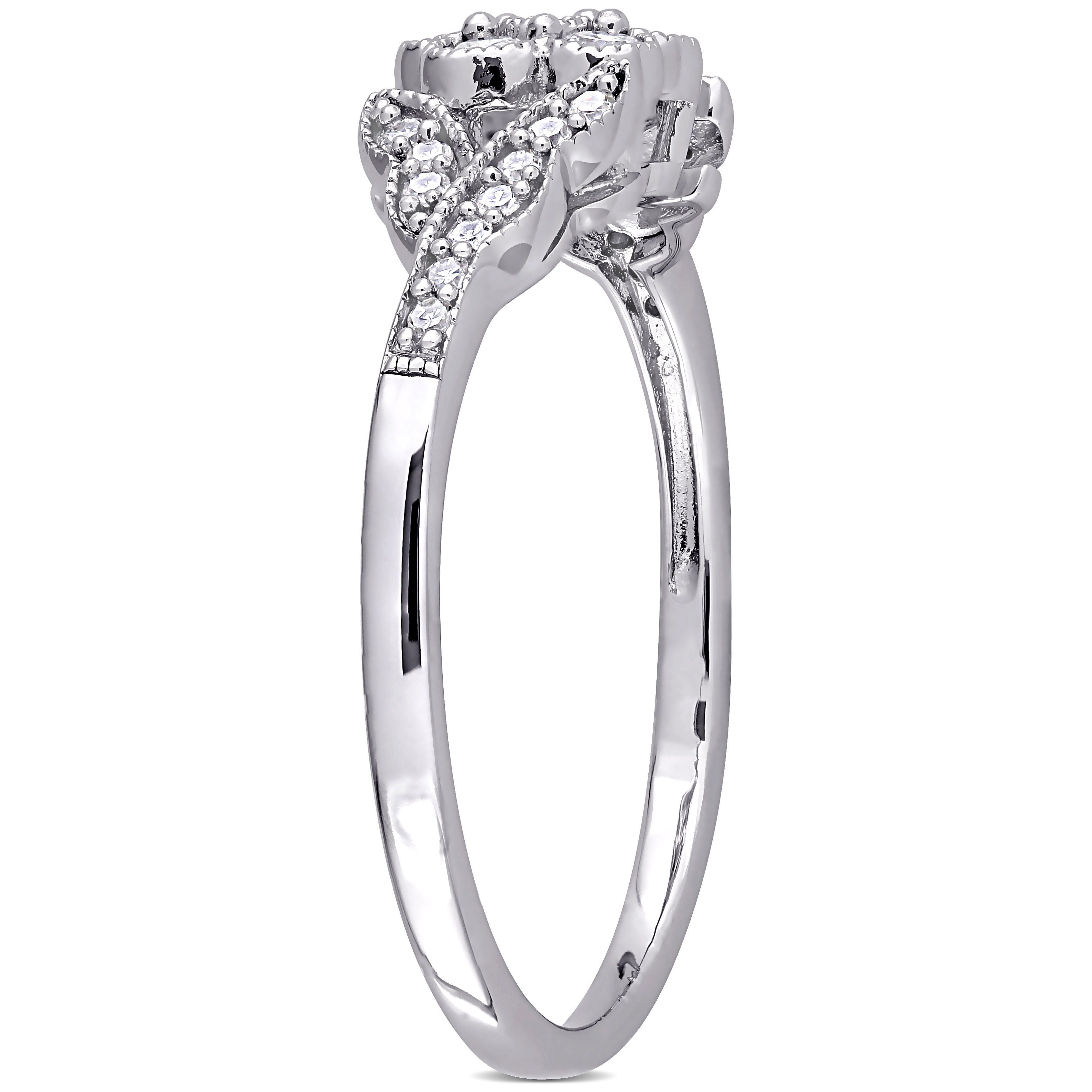 Miadora Sterling Silver 1/4ct TDW Diamond Vintage Floral Ring