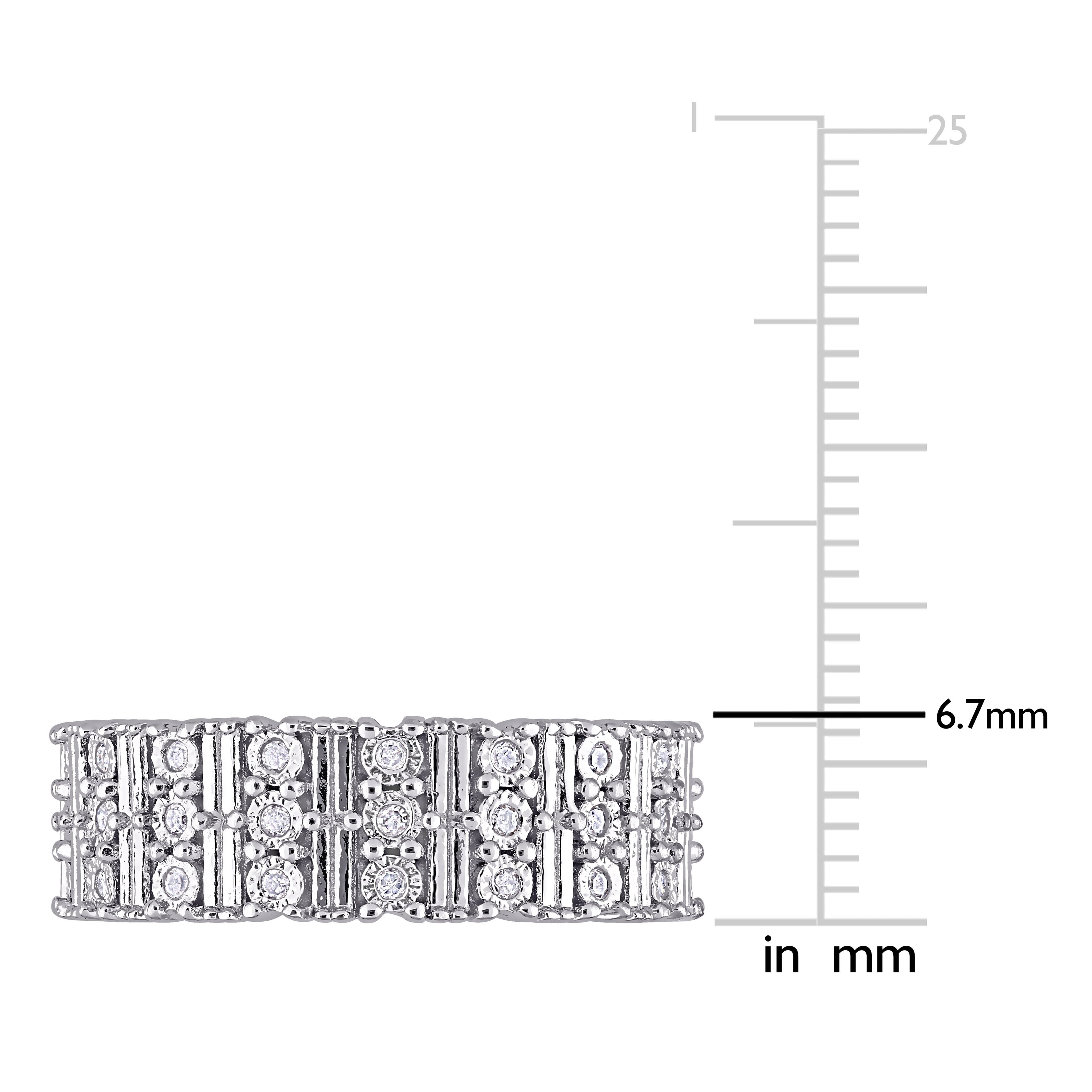 Miadora Sterling Silver 1/6ct TDW Diamond Vintage Multi-Row Anniversary Wedding Band Ring