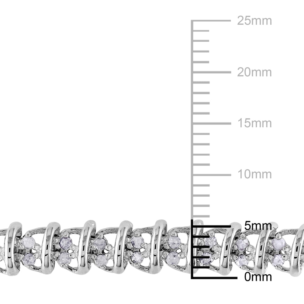 Miadora Sterling Silver 1ct TDW Diamond Spiral Tennis Bracelet - White