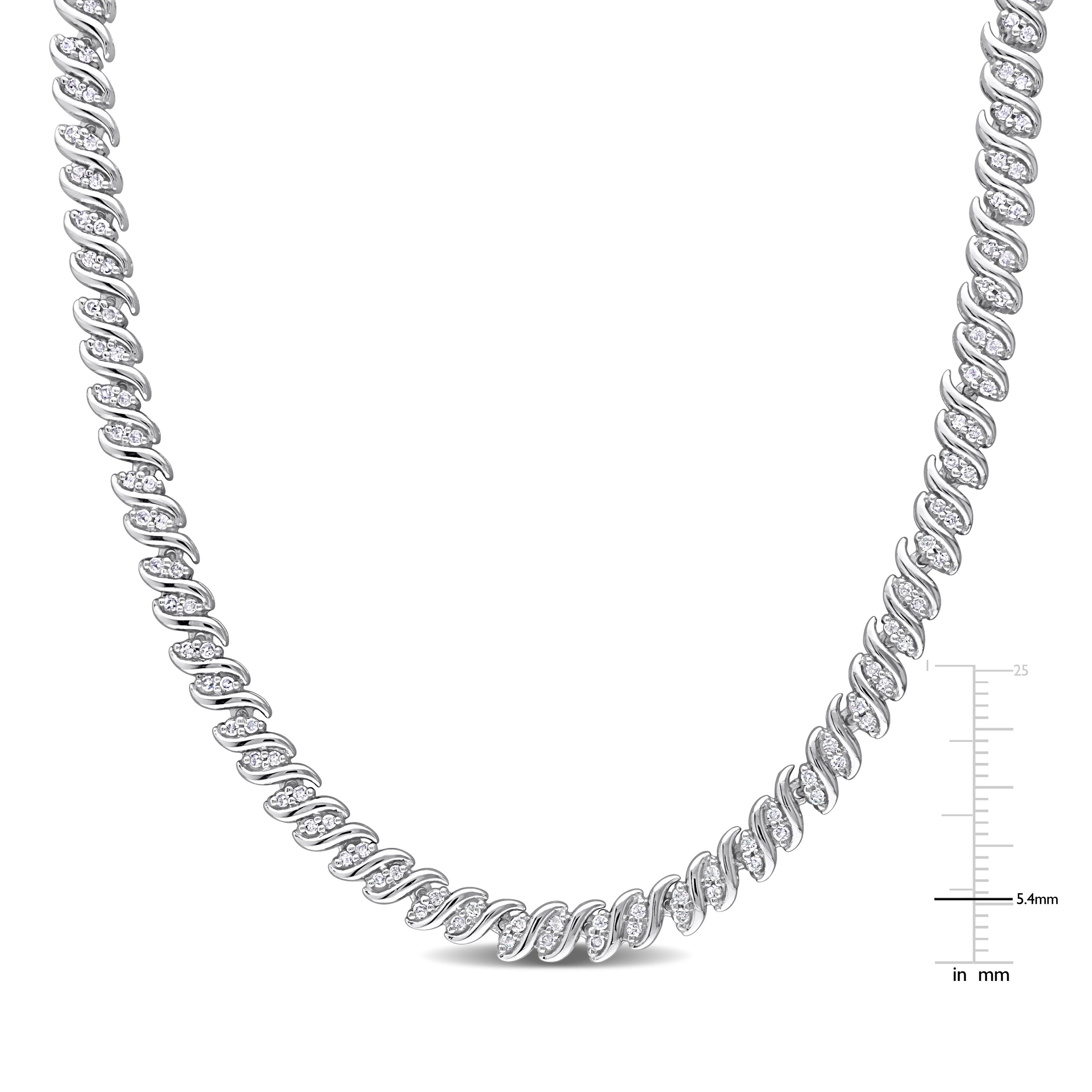 Miadora Sterling Silver 2ct TDW Diamond S-link Tennis Necklace