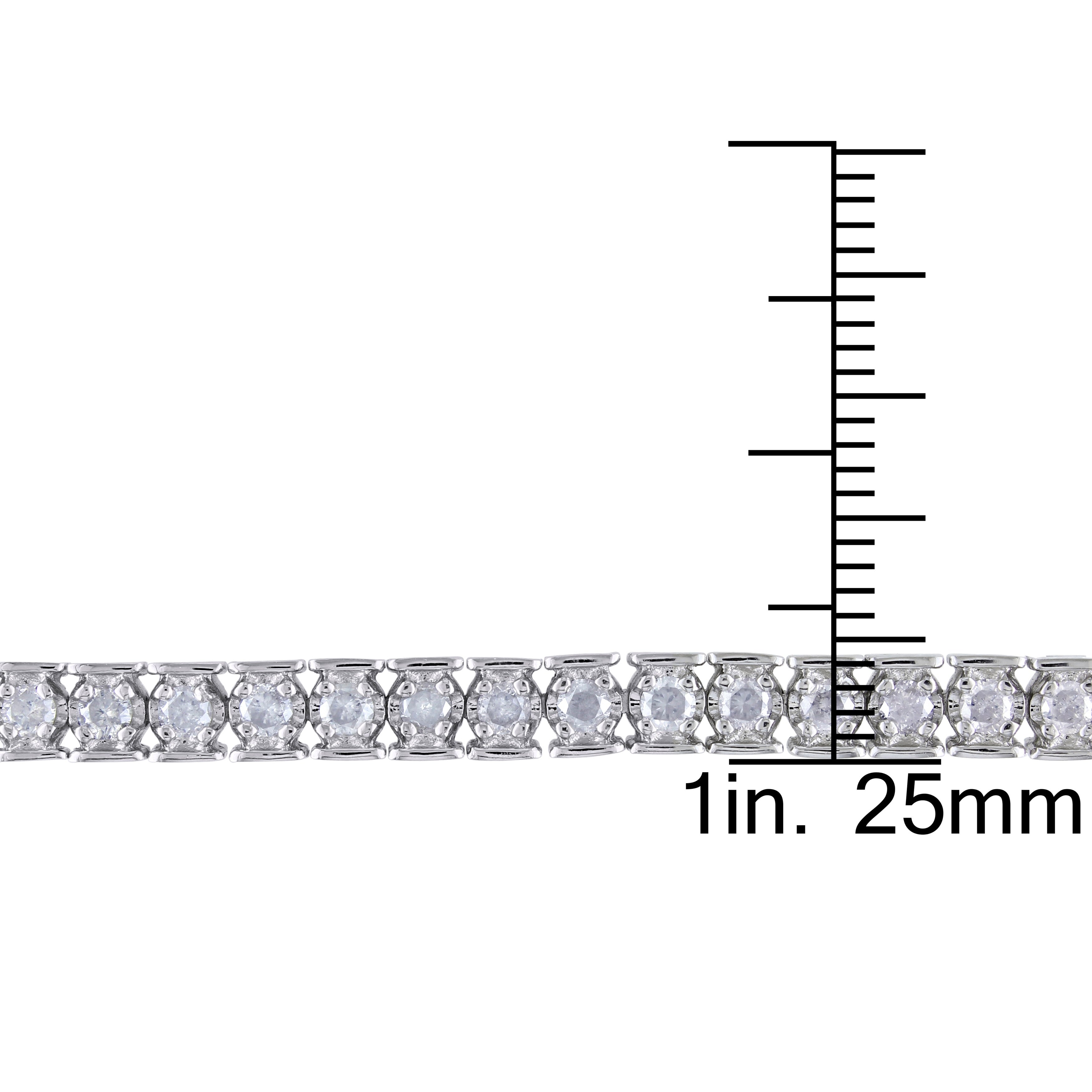 Miadora Sterling Silver 3ct TDW Diamond Tennis Bracelet - 7.25 in x 4.5 mm