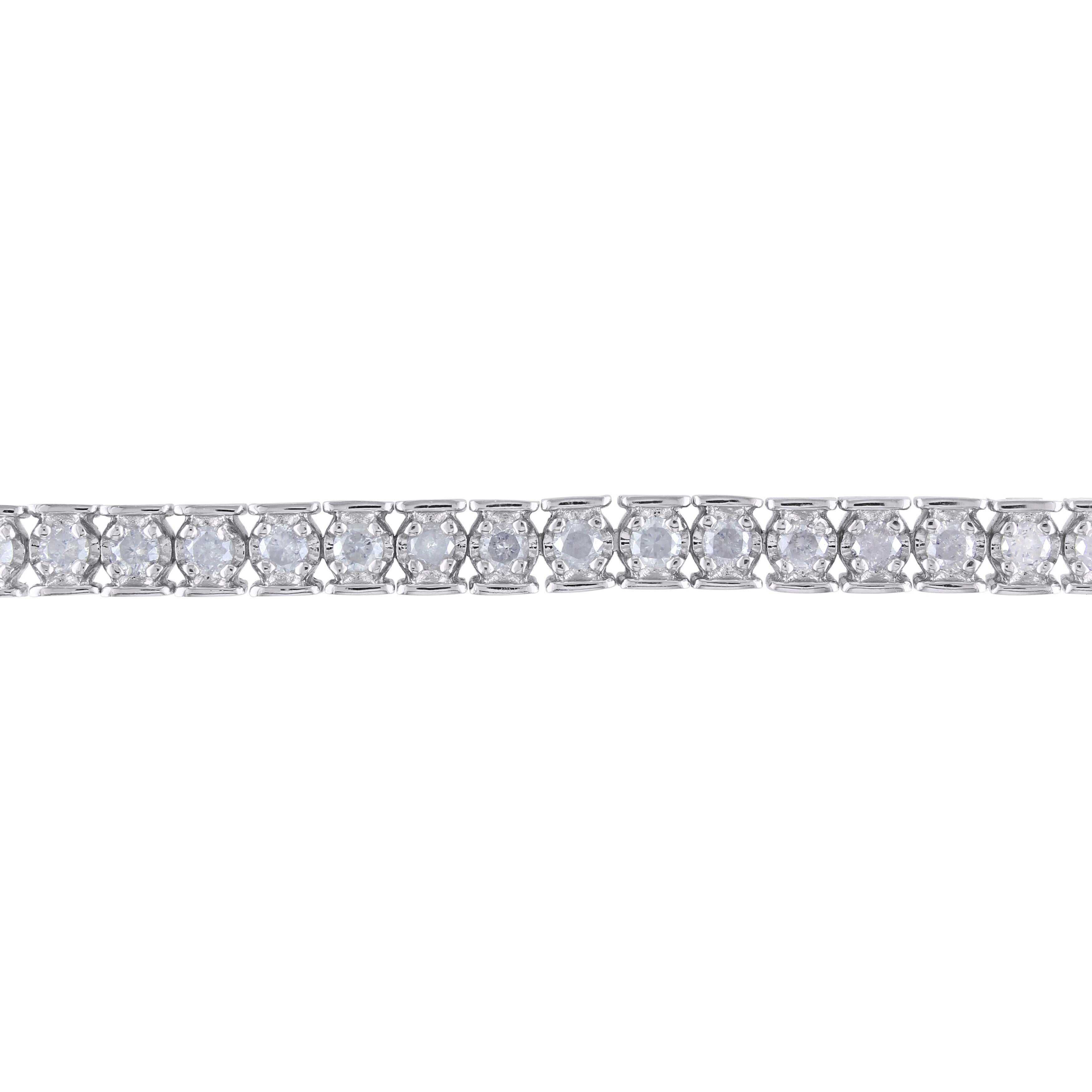 Miadora Sterling Silver 3ct TDW Diamond Tennis Bracelet - 7.25 in x 4.5 mm