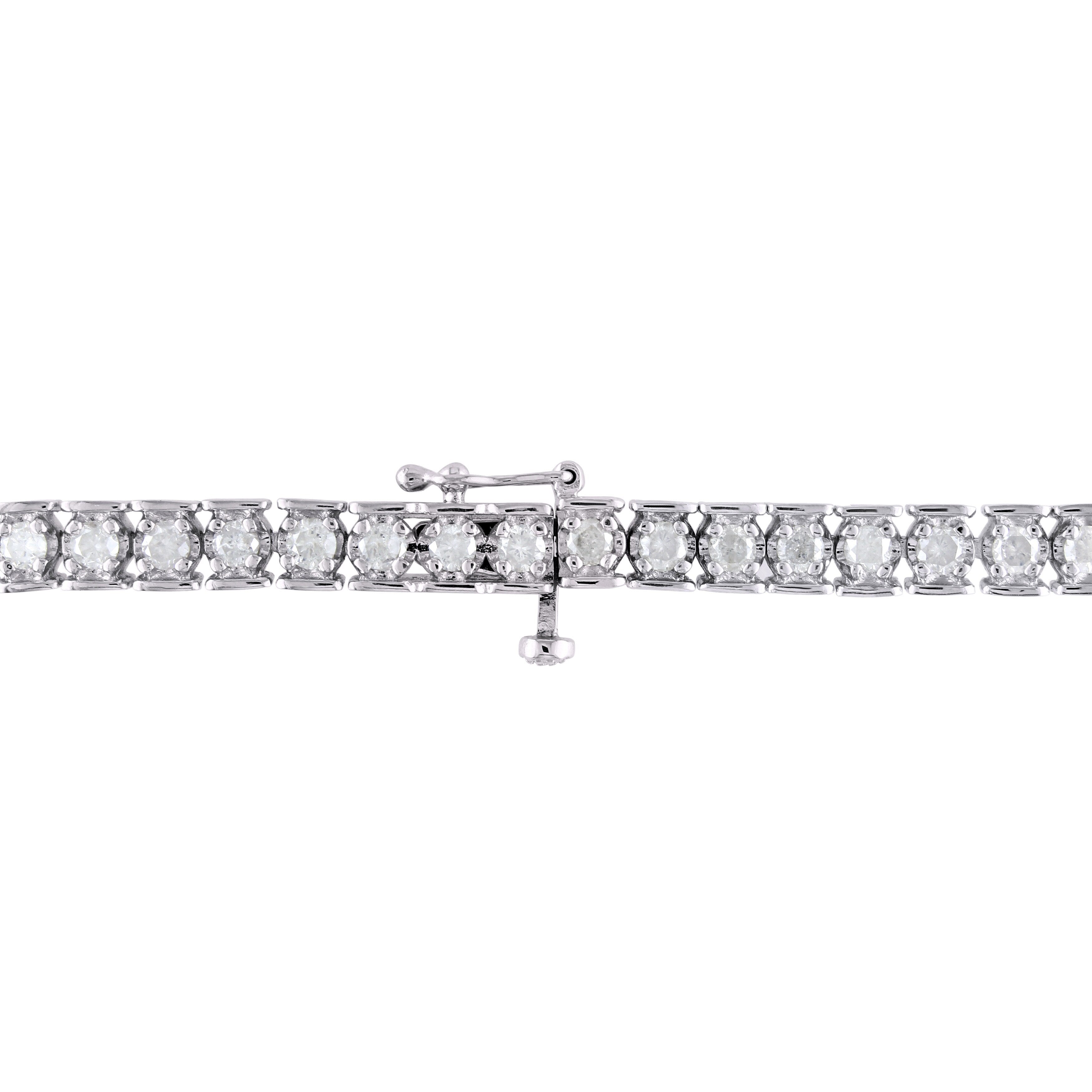 Miadora Sterling Silver 3ct TDW Diamond Tennis Bracelet - 7.25 in x 4.5 mm