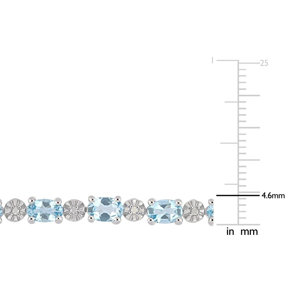 Miadora Sterling Silver Aquamarine and Diamond Accent Tennis Bracelet