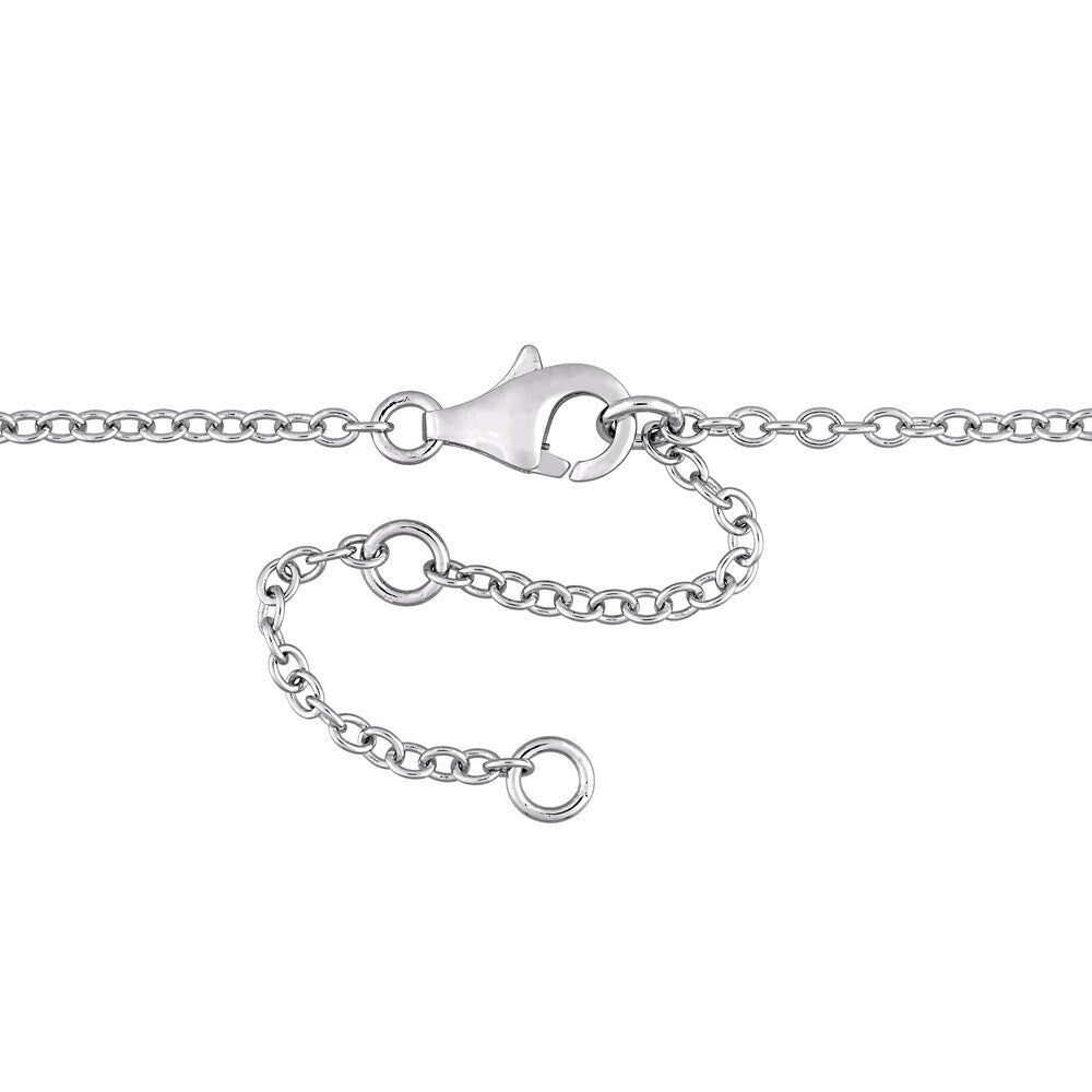 Miadora Sterling Silver Baguette-Cut Sky-Blue Topaz and White Sapphire Bar Necklace - Blue