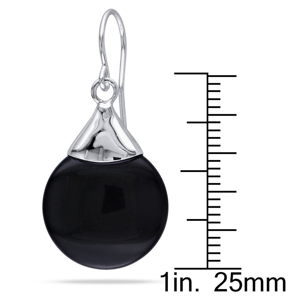 Miadora Sterling Silver Black Onyx Drop Earrings