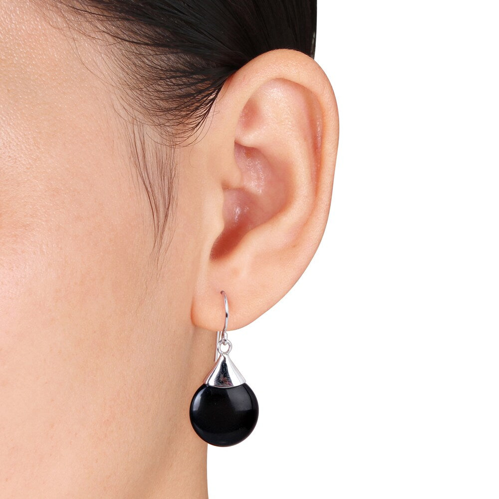 Miadora Sterling Silver Black Onyx Drop Earrings