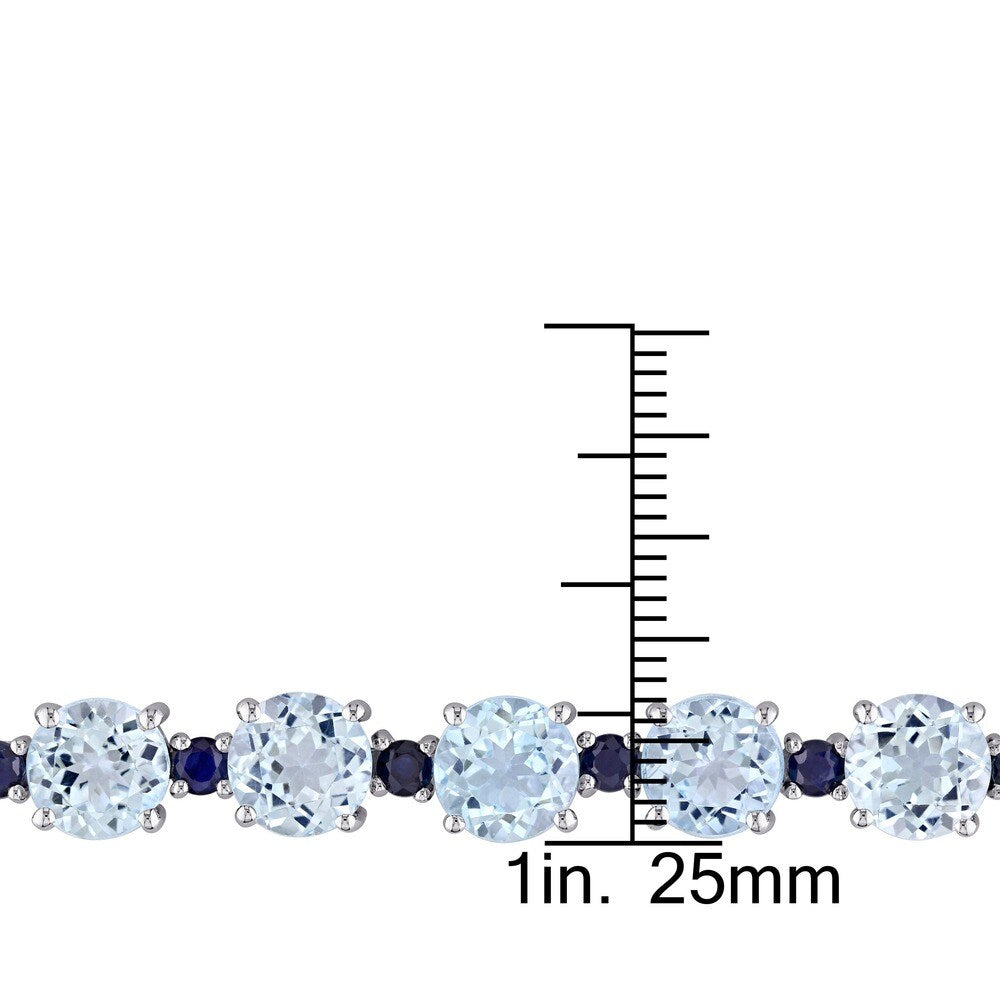 Miadora Sterling Silver Blue Topaz and Sapphire Bracelet
