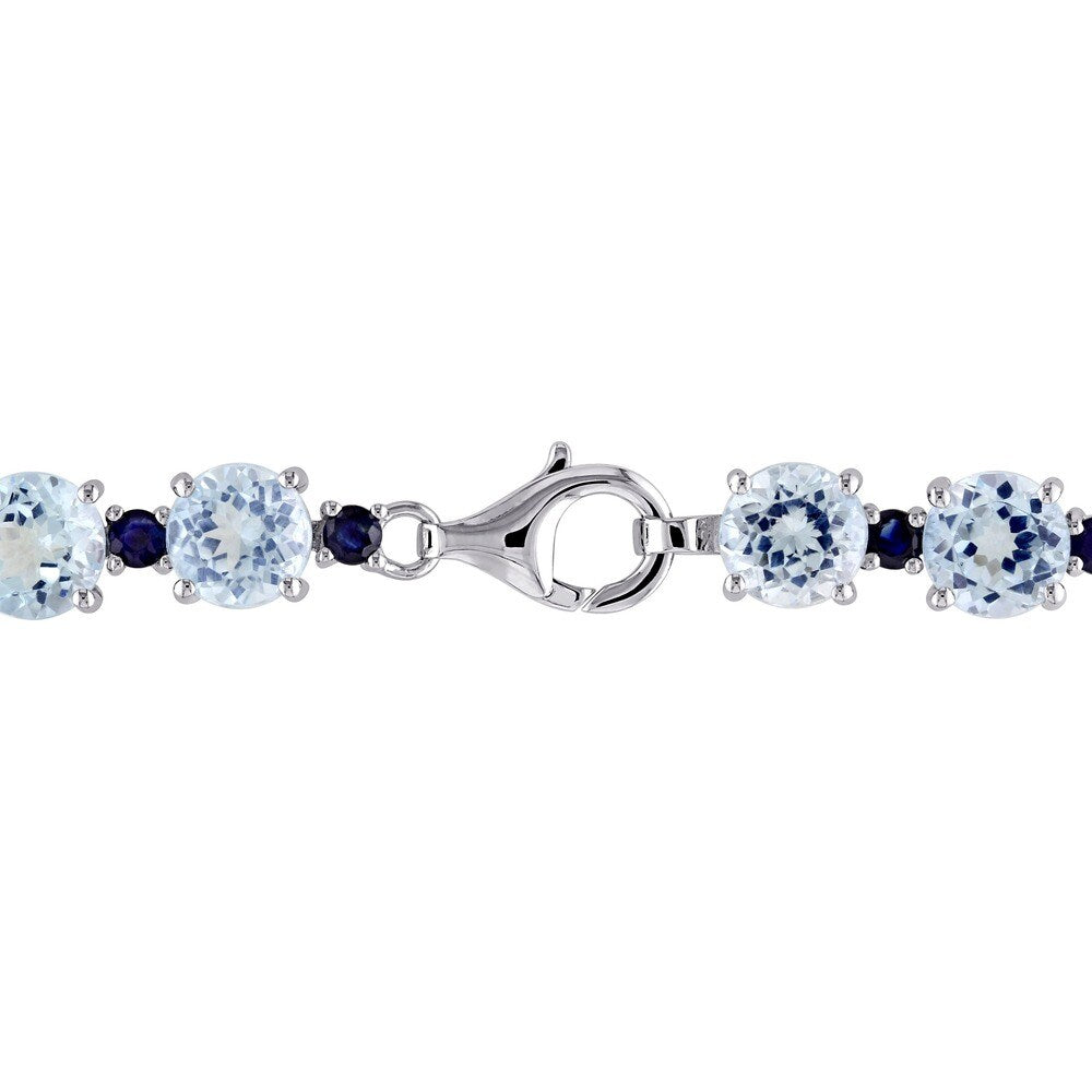 Miadora Sterling Silver Blue Topaz and Sapphire Bracelet