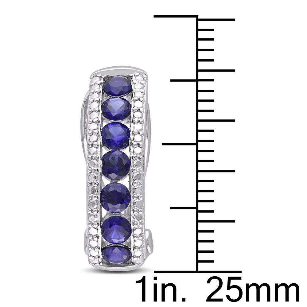 Miadora Sterling Silver Created Blue Sapphire Earrings