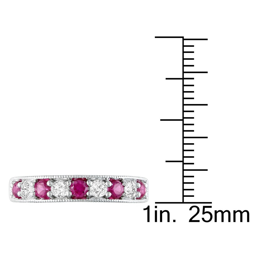 Miadora Sterling Silver Created Ruby and White Sapphire Ring