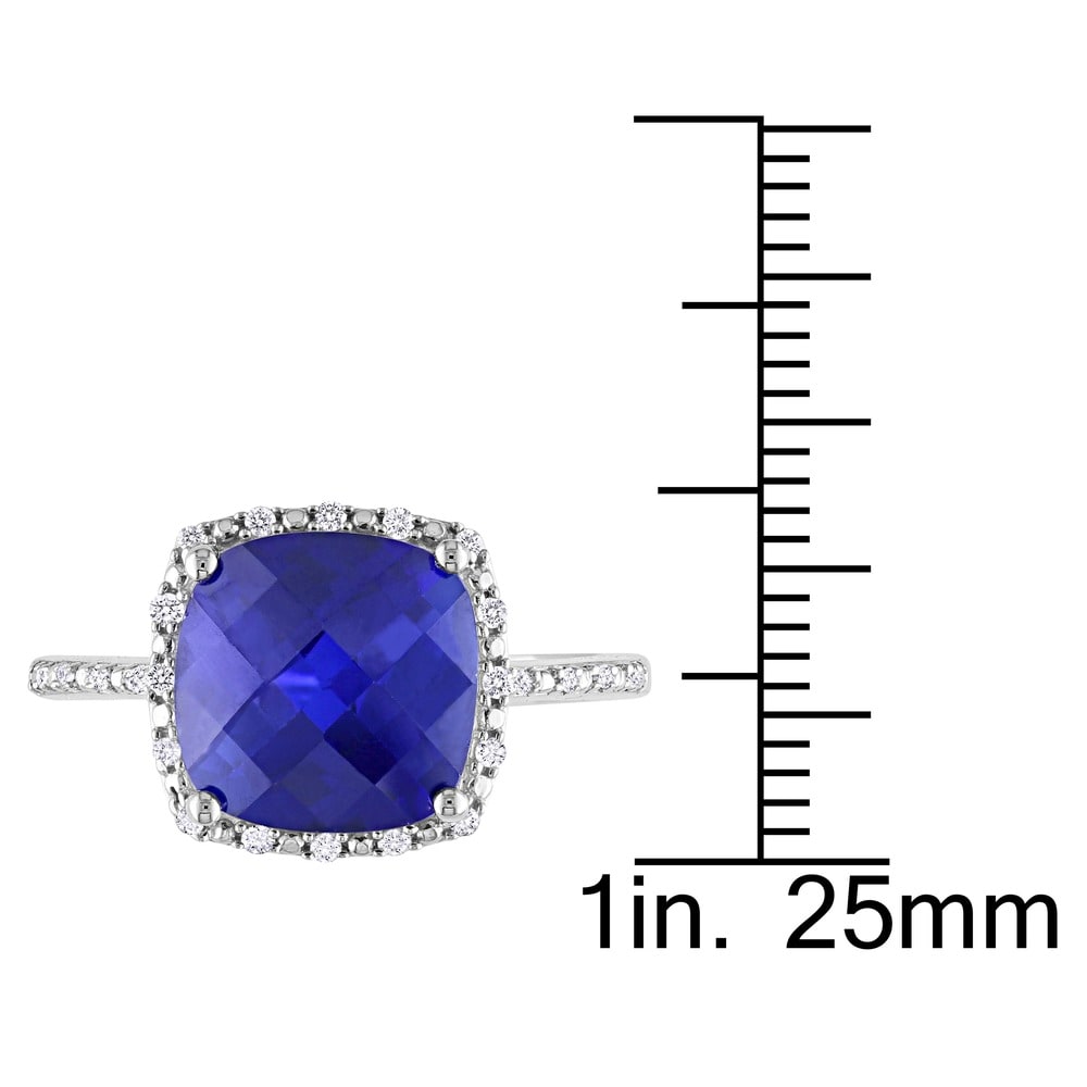 Miadora Sterling Silver Created Sapphire and 1/10ct TDW Diamond Ring (G-H, I2-I3)