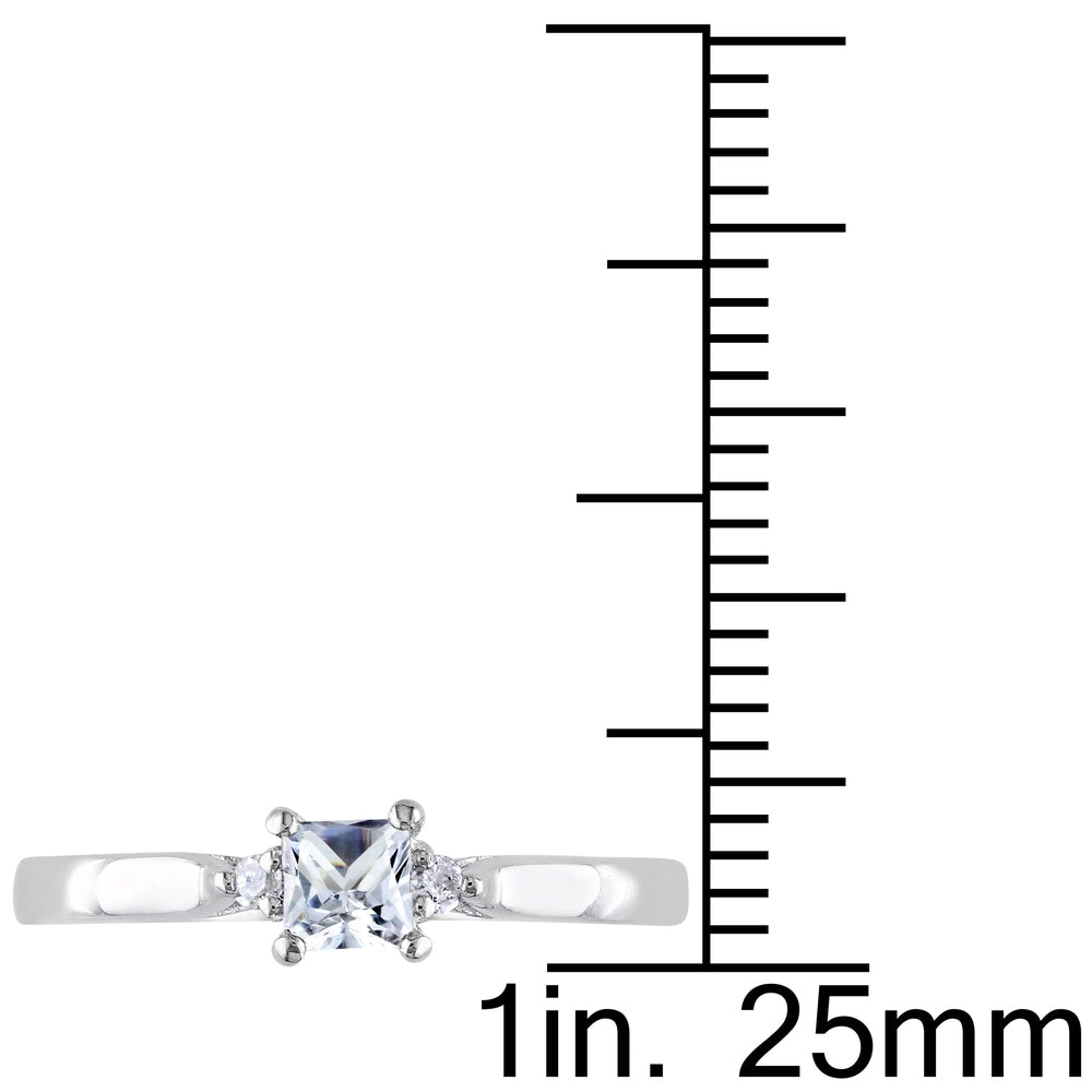 Miadora Sterling Silver Created White Sapphire and Diamond Accent Promise Ring