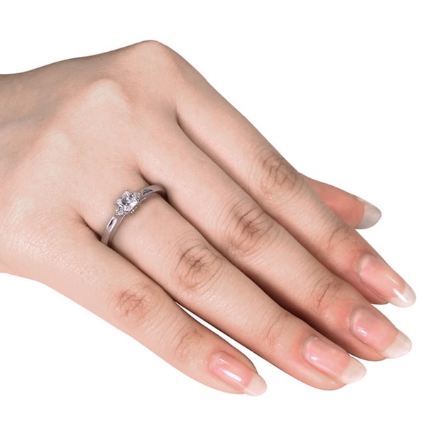 Miadora Sterling Silver Created White Sapphire and Diamond Accent Promise Ring