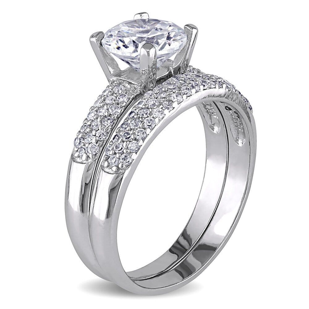 Miadora Sterling Silver Cubic Zirconia Bridal Ring Set