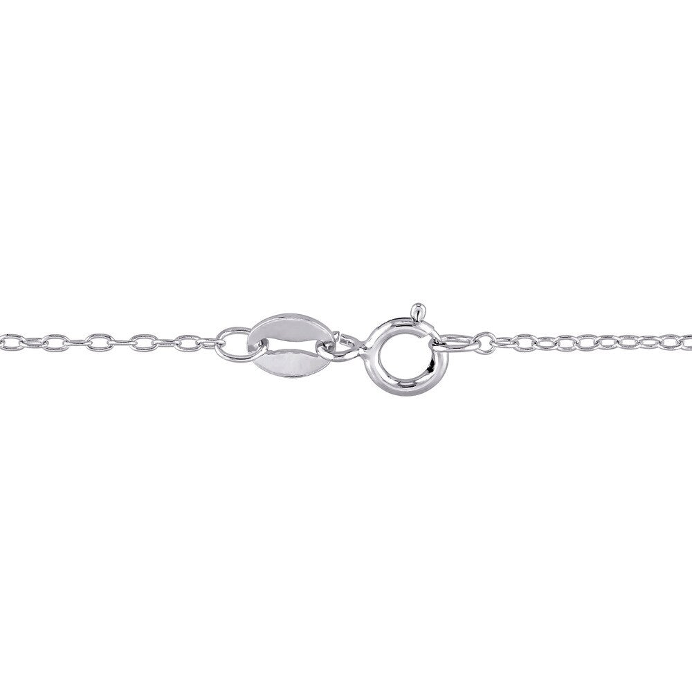 Miadora Sterling Silver Cultured Freshwater Pearland White Topaz Quatrefoil Necklace with Chain
