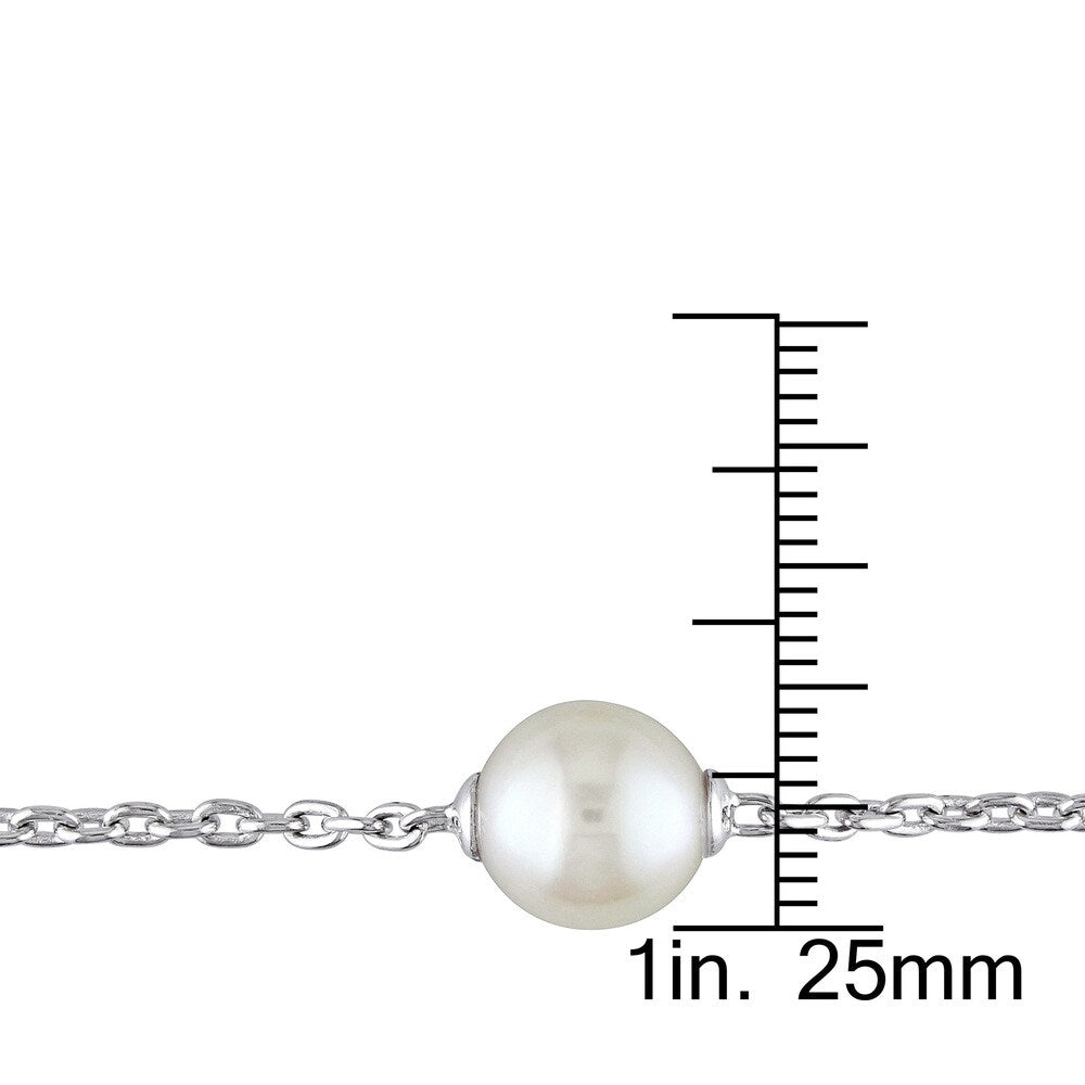 Miadora Sterling Silver Cultured Freshwater White Pearl Necklace (9-9.5 mm)