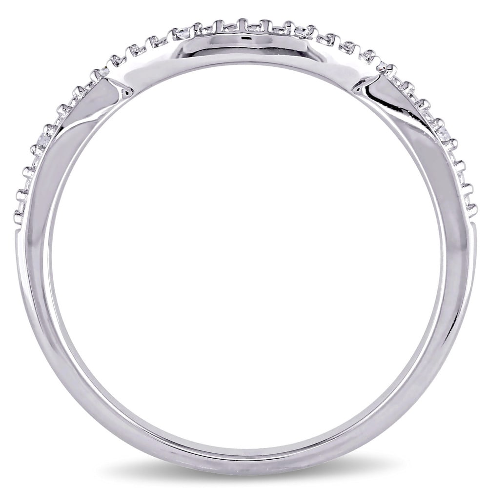 Miadora Sterling Silver Diamond Accent Contour Wedding Band