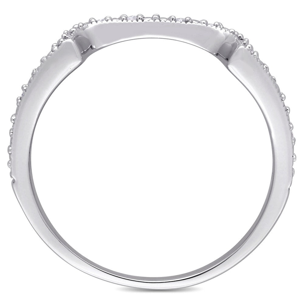 Miadora Sterling Silver Diamond Accent Contour Wedding Band Ring