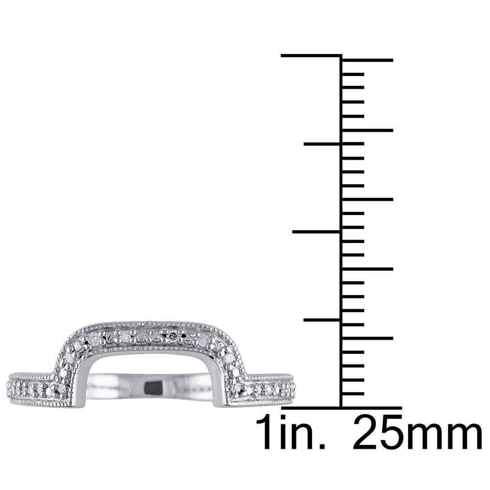 Miadora Sterling Silver Diamond Accent Contour Wedding Band Ring