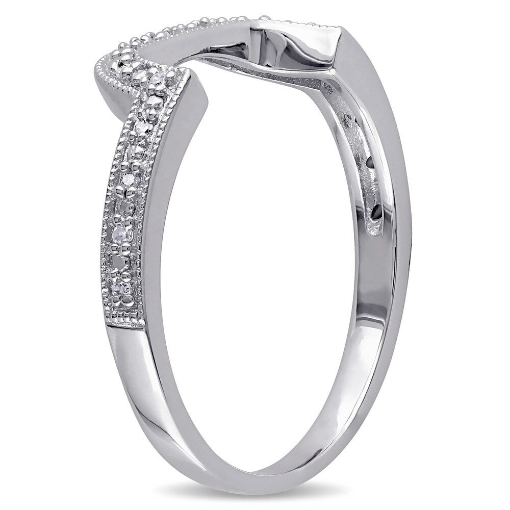 Miadora Sterling Silver Diamond Accent Contour Wedding Band Ring