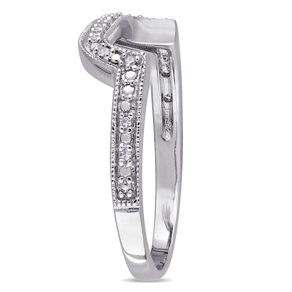 Miadora Sterling Silver Diamond Accent Contour Wedding Band Ring