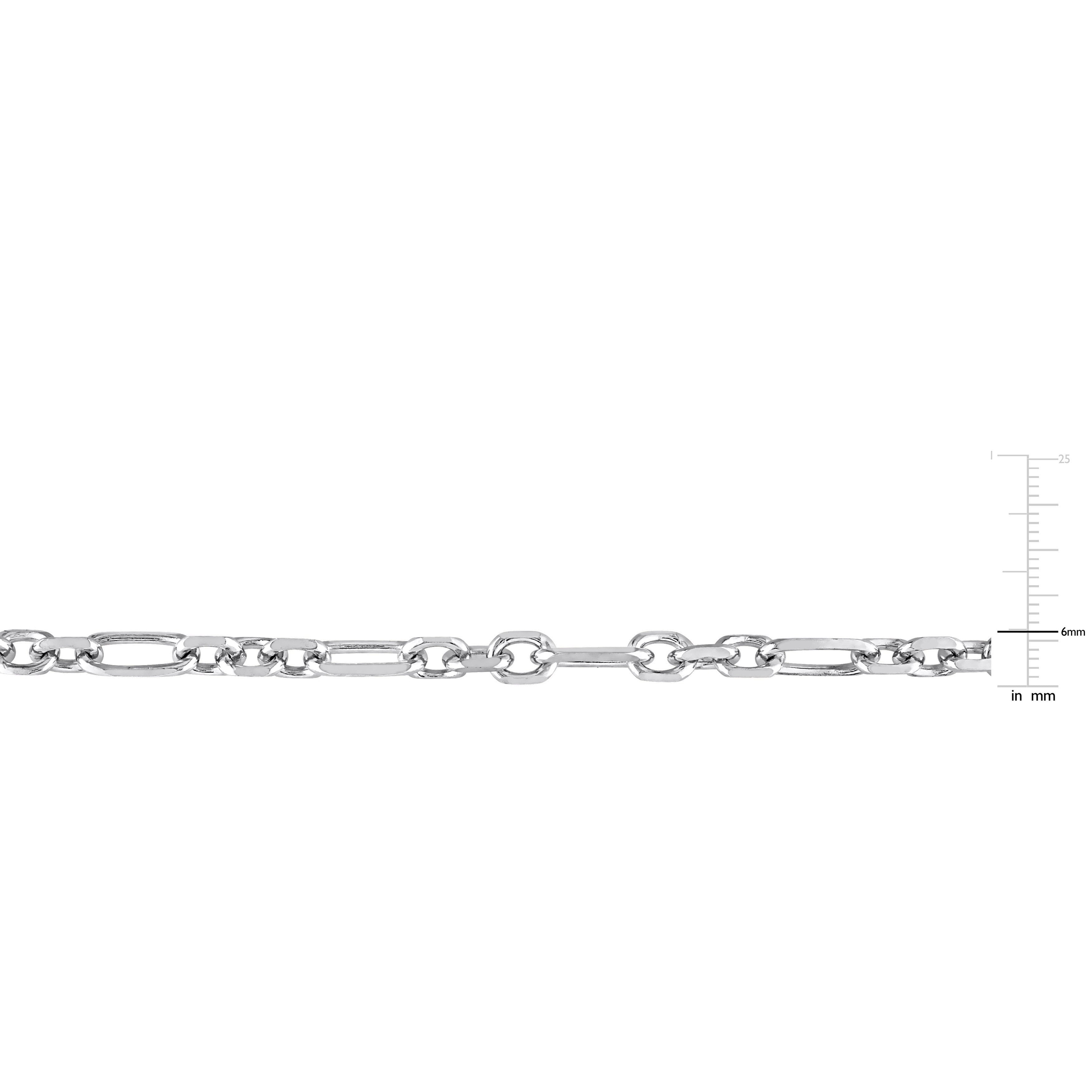 Miadora Sterling Silver Diamond Cut Figaro Rolo Necklace