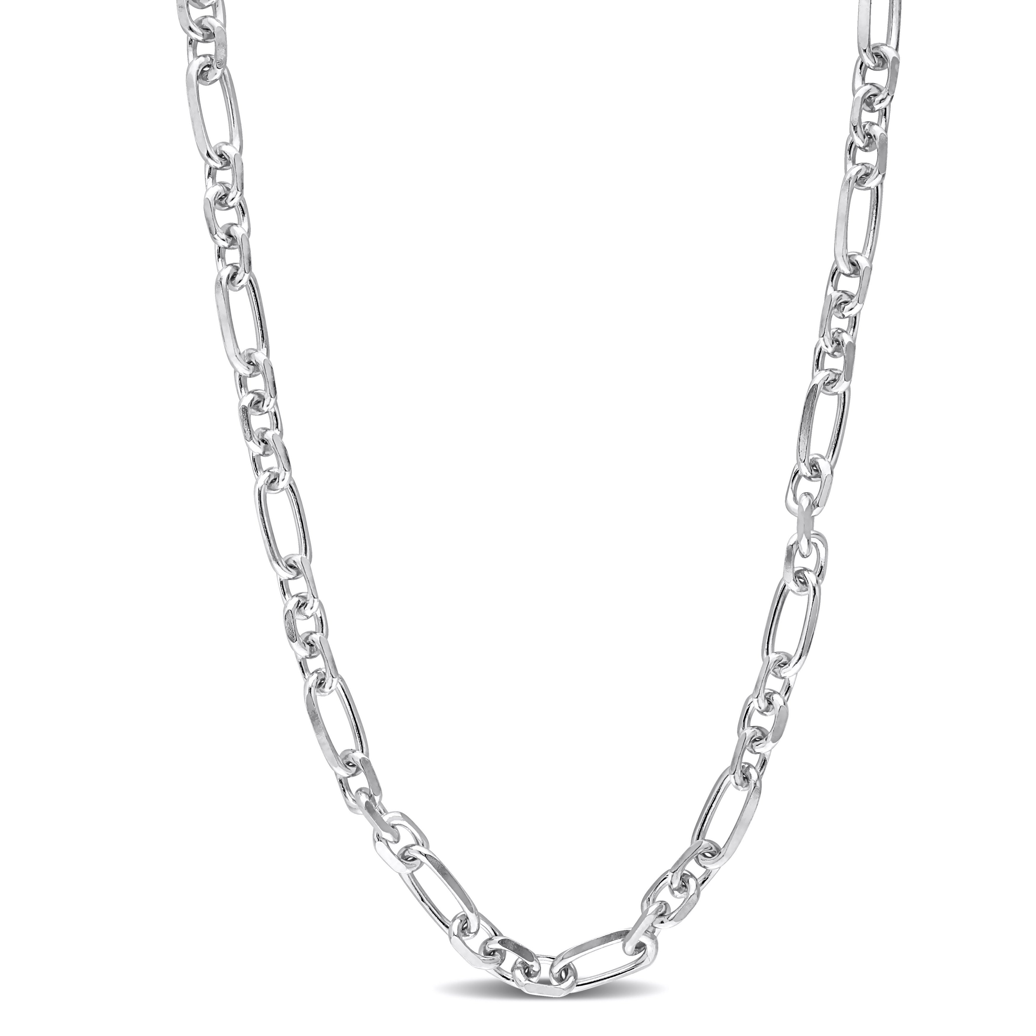 Miadora Sterling Silver Diamond Cut Figaro Rolo Necklace