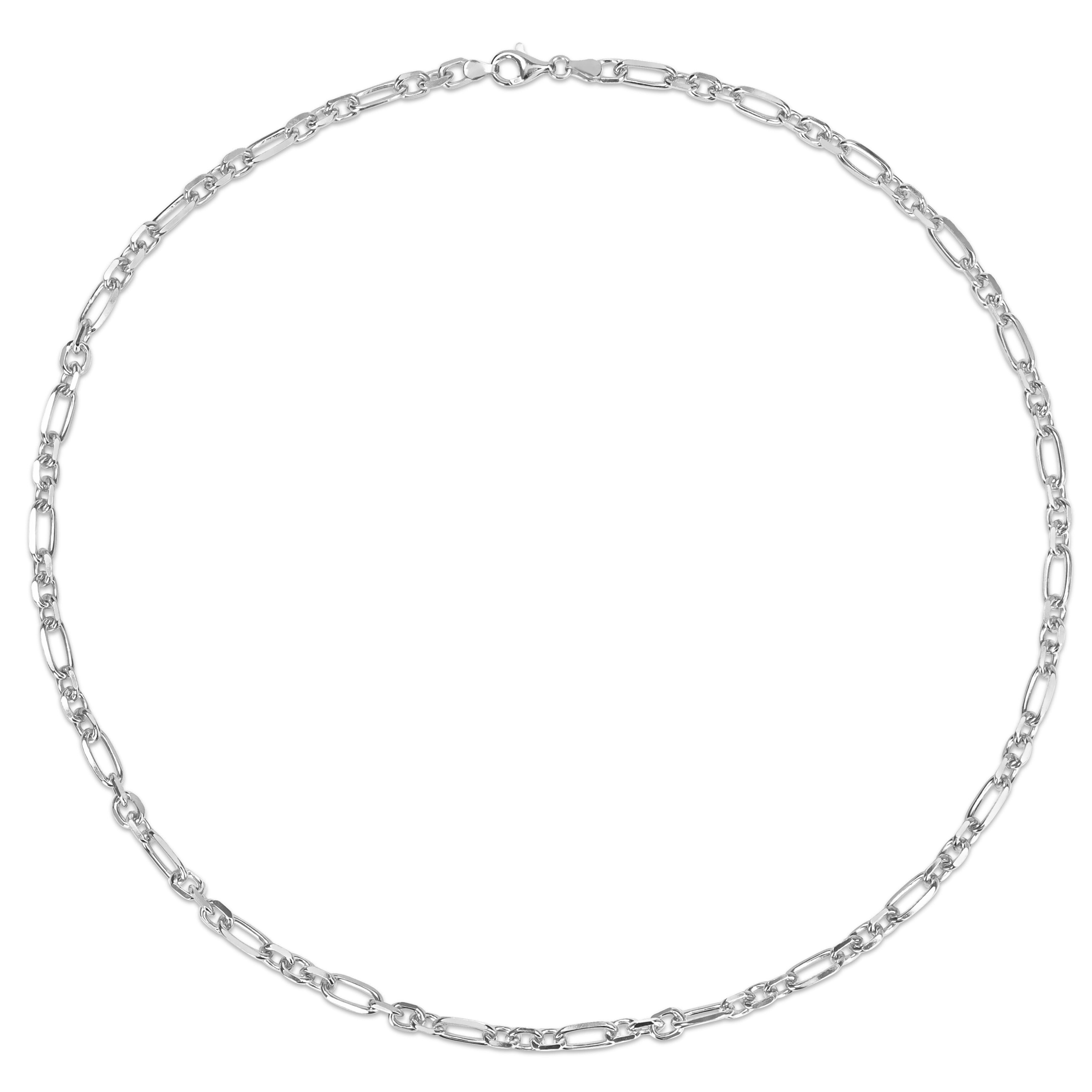 Miadora Sterling Silver Diamond Cut Figaro Rolo Necklace