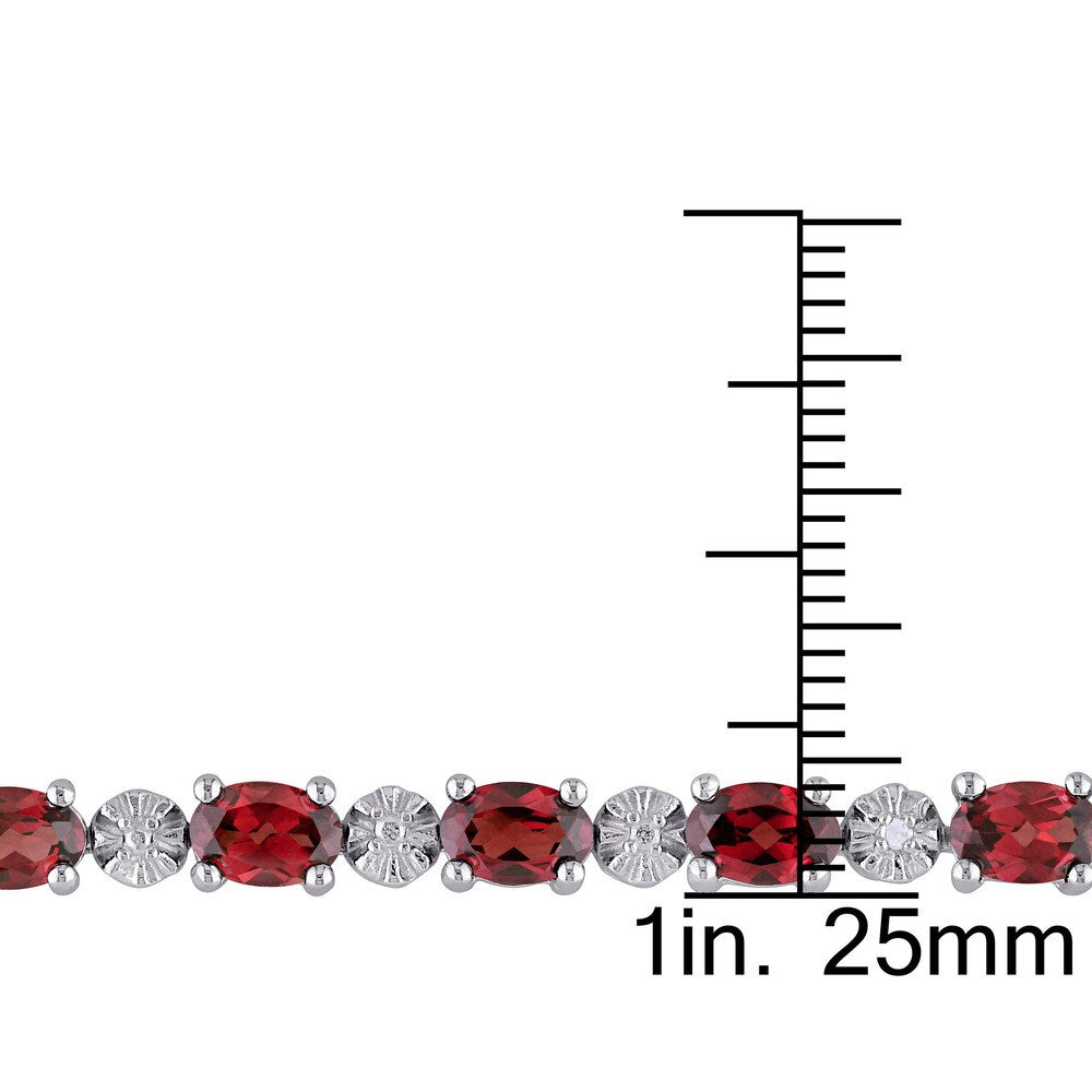 Miadora Sterling Silver Garnet and Diamond Accent Tennis Bracelet