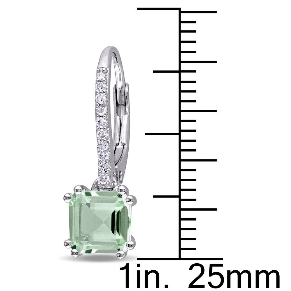 Miadora Sterling Silver Green Amethyst and 1/10ct TDW Diamond Dangle Earrings (G-H, I2-I3)