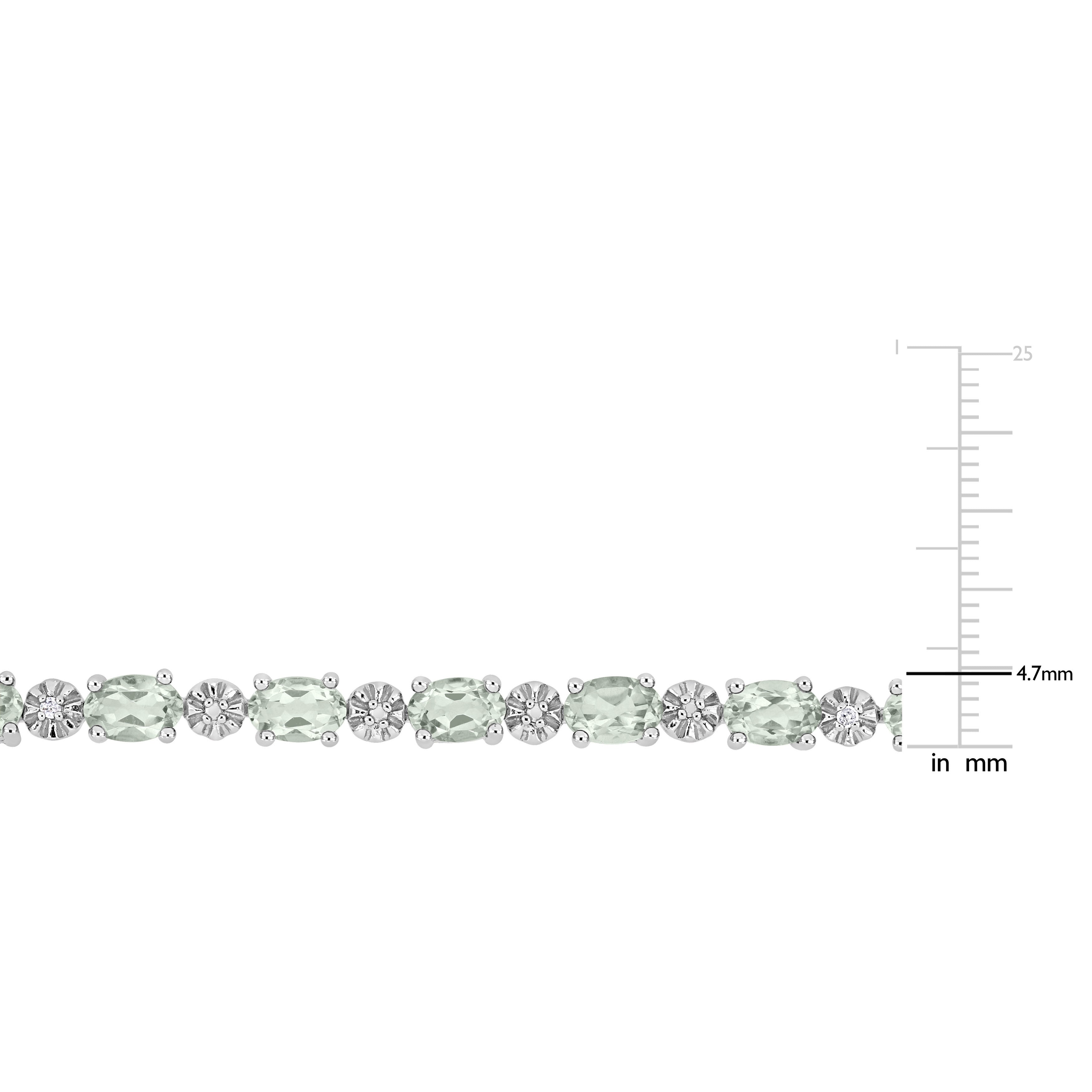 Miadora Sterling Silver Green Amethyst and Diamond Accent Tennis Bracelet