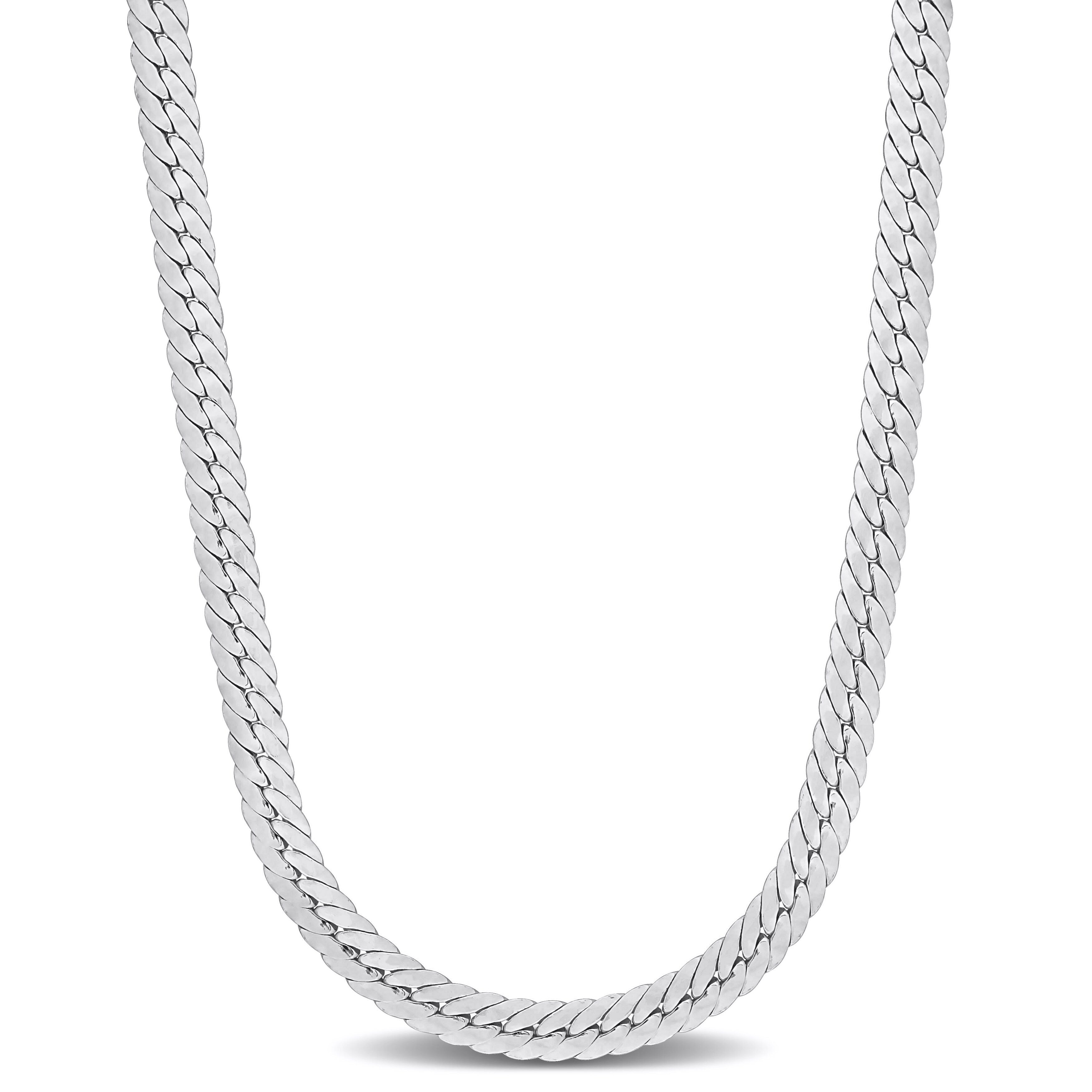 Miadora Sterling Silver Herringbone Chain Necklace