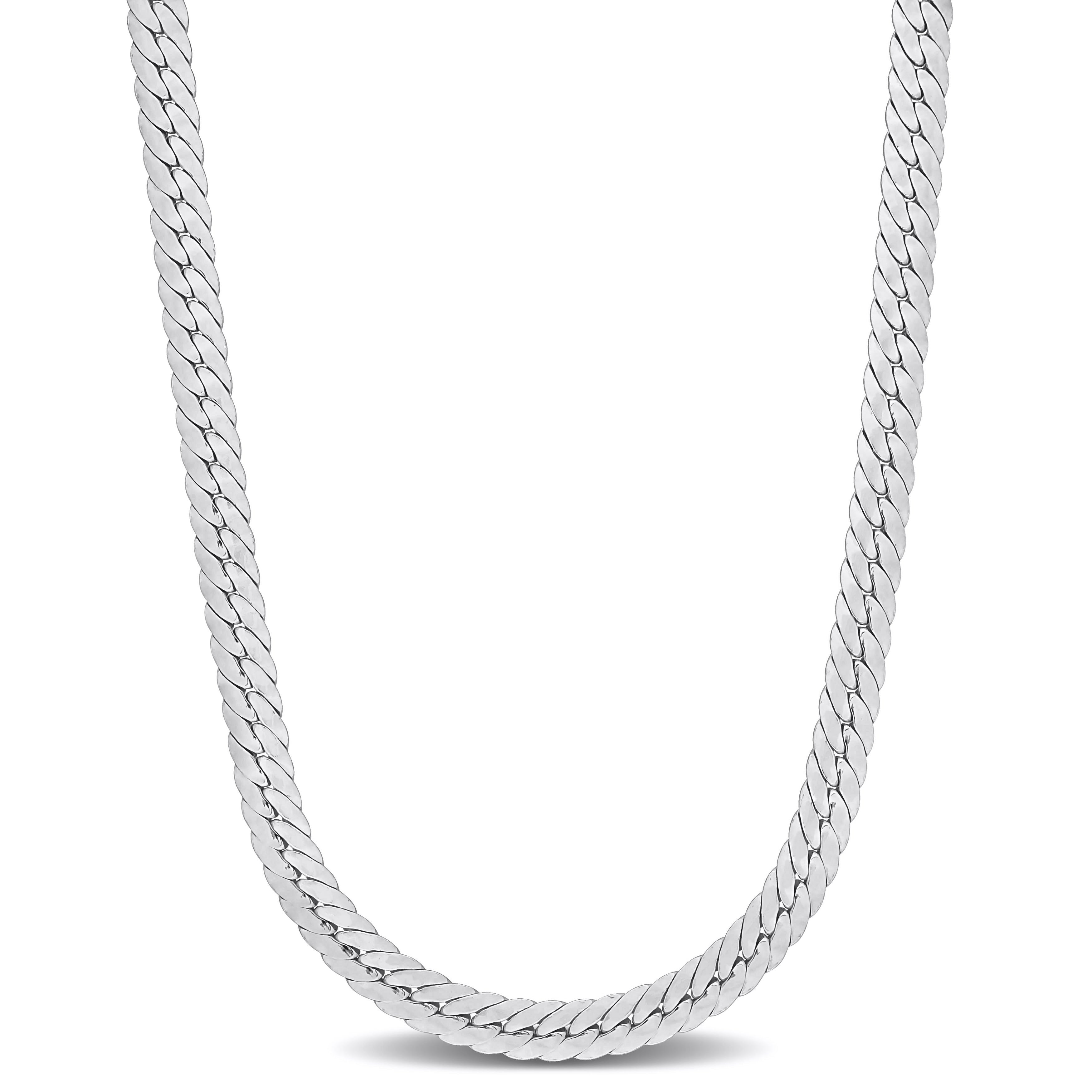 Miadora Sterling Silver Herringbone Chain Necklace