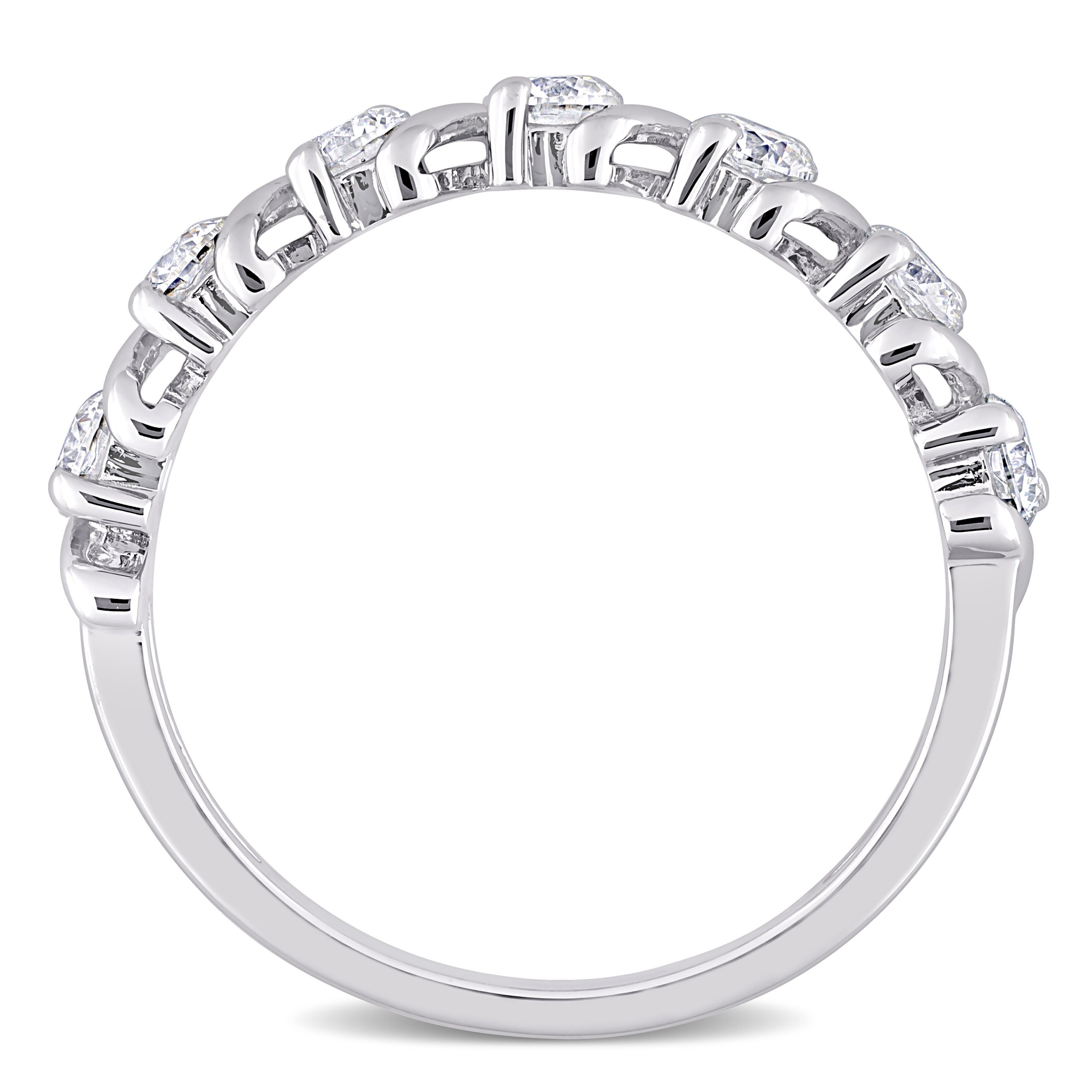 Miadora 3/4ct DEW Moissanite Semi-Eternity Wedding Band Ring in Sterling Silver