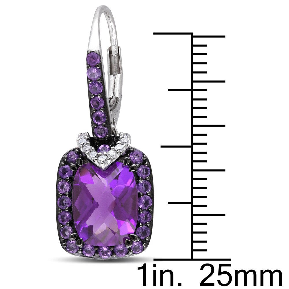 Miadora Sterling Silver Multi-gemstone and 1/10ct TDW Diamond Earrings (H-I, I2-I3)