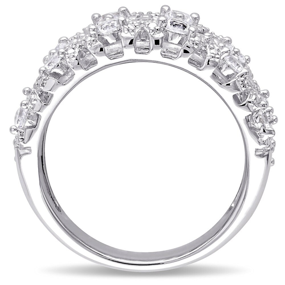 Miadora Sterling Silver White Prong-set Created Sapphire Ring