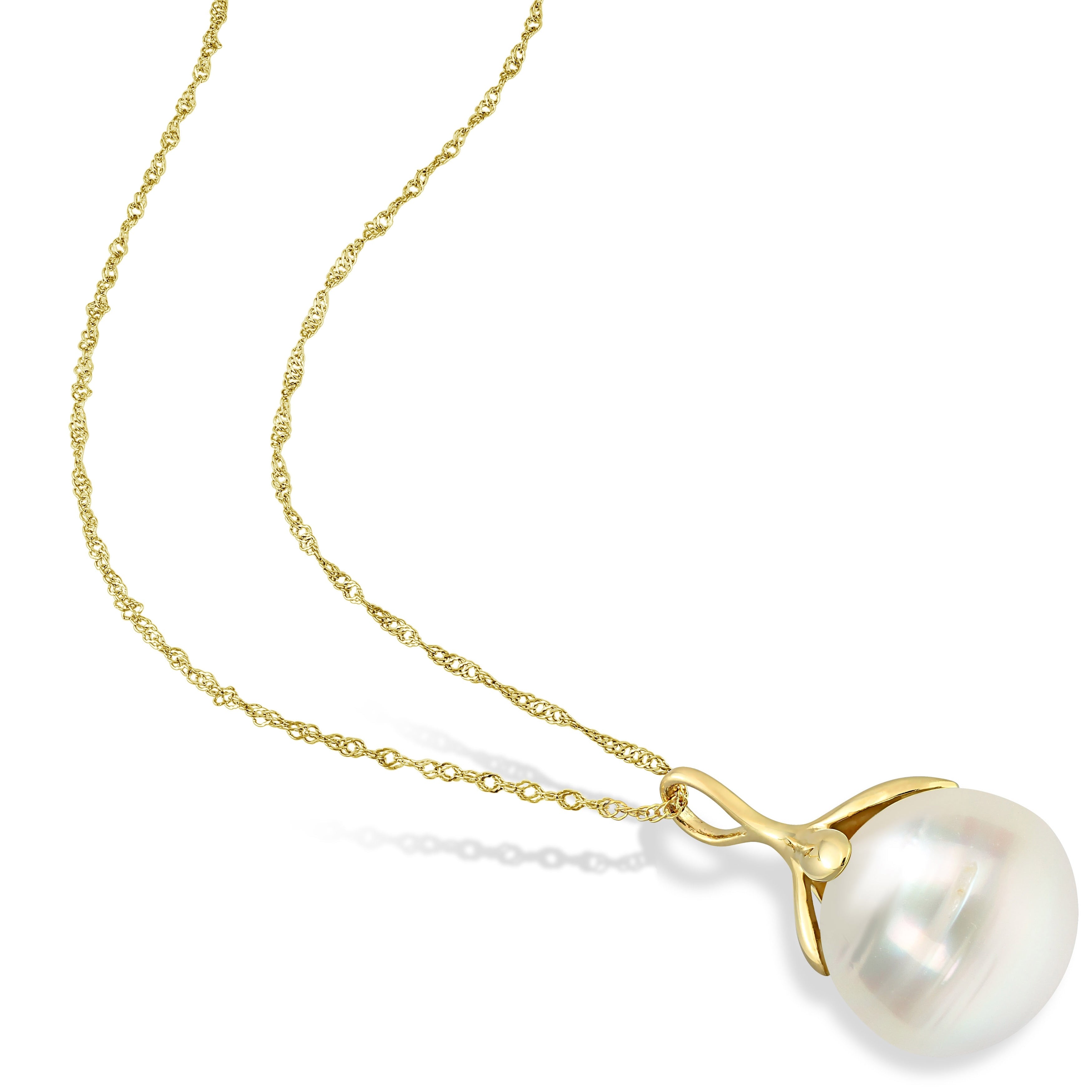 Miadora White South Sea Cultured Pearl Pendant in 14k Yellow Gold (10-11mm)