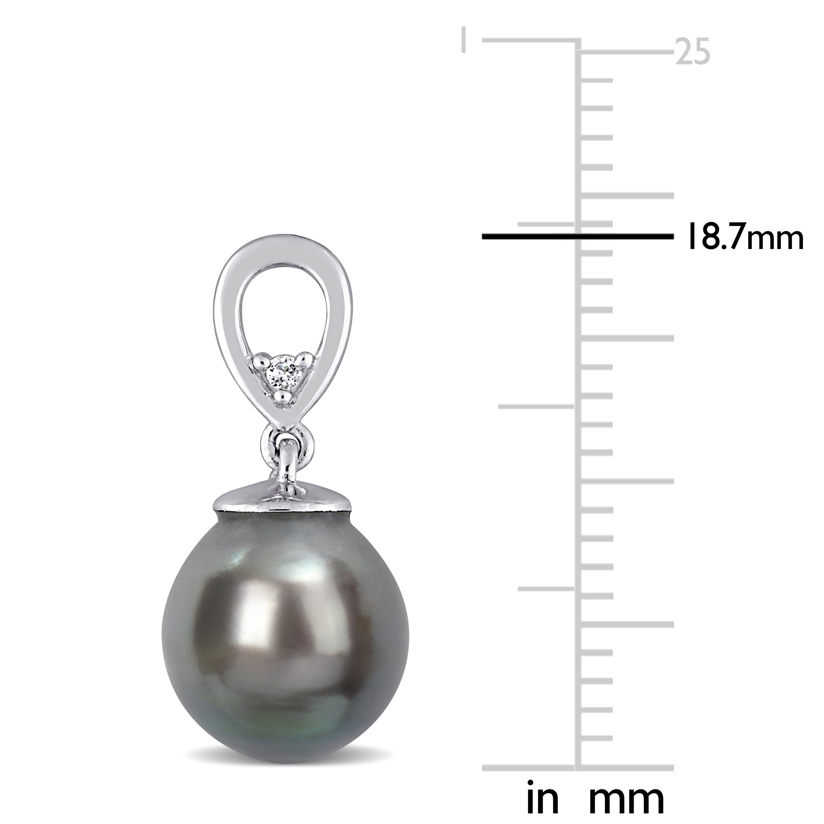 Miadora White Topaz and Black Tahitian Cultured Pearl Earrings Silver